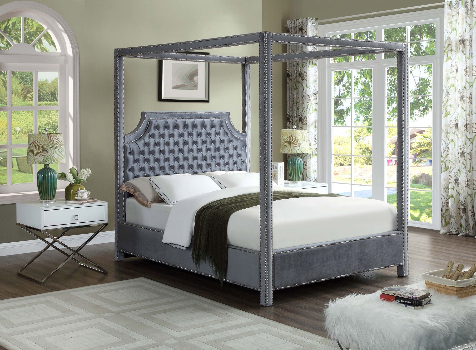 Rowan Velvet King Size Bed
