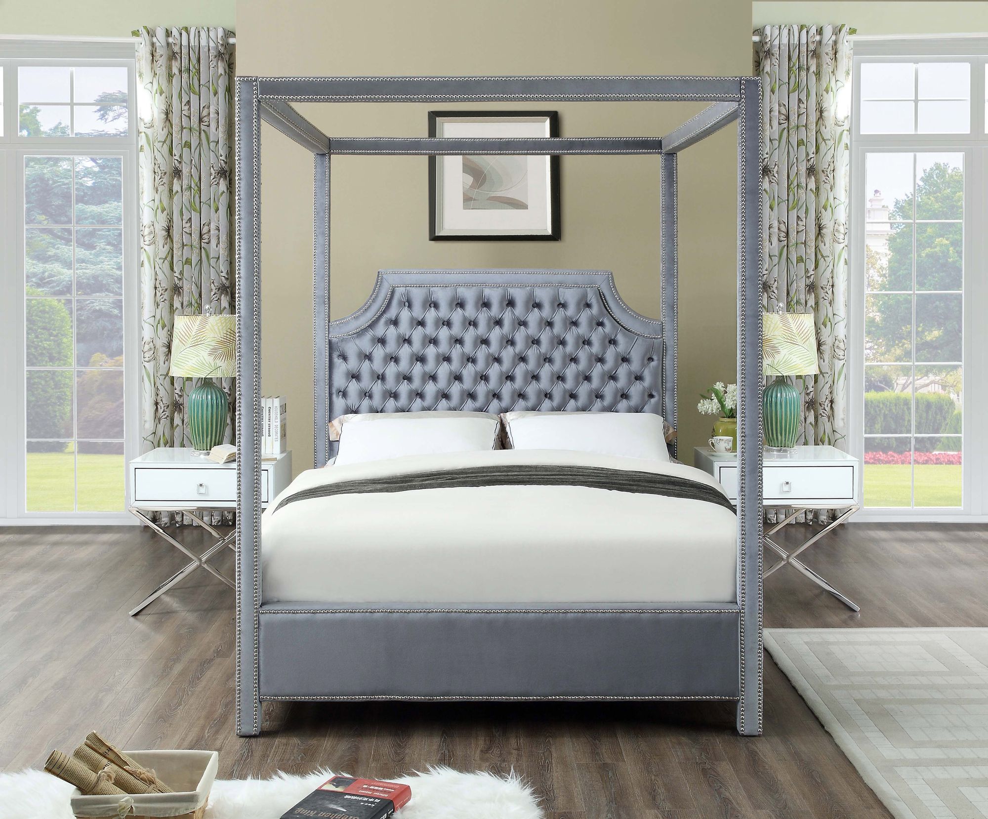 Rowan Velvet King Size Bed