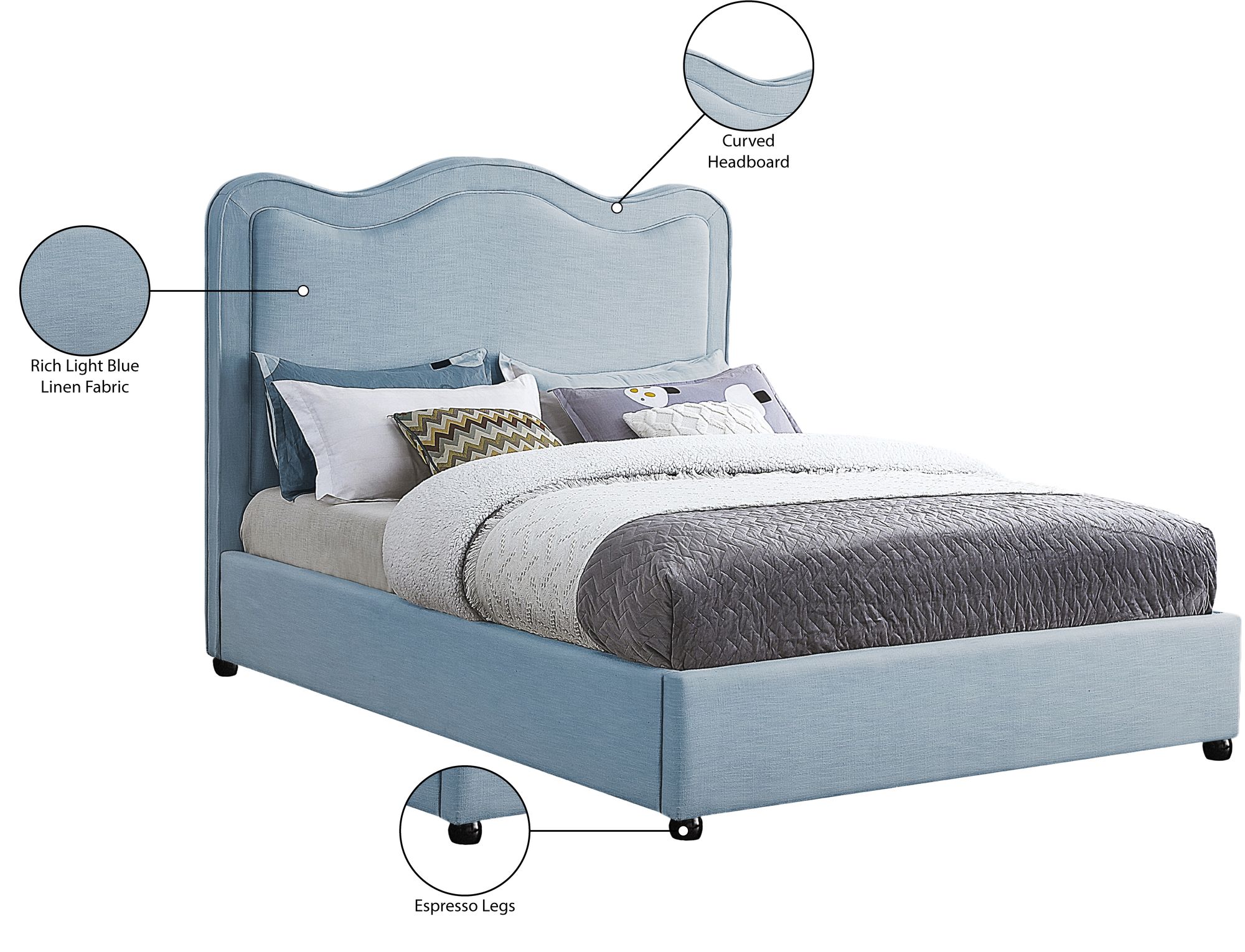 Felix Linen Fabric Full Size Bed
