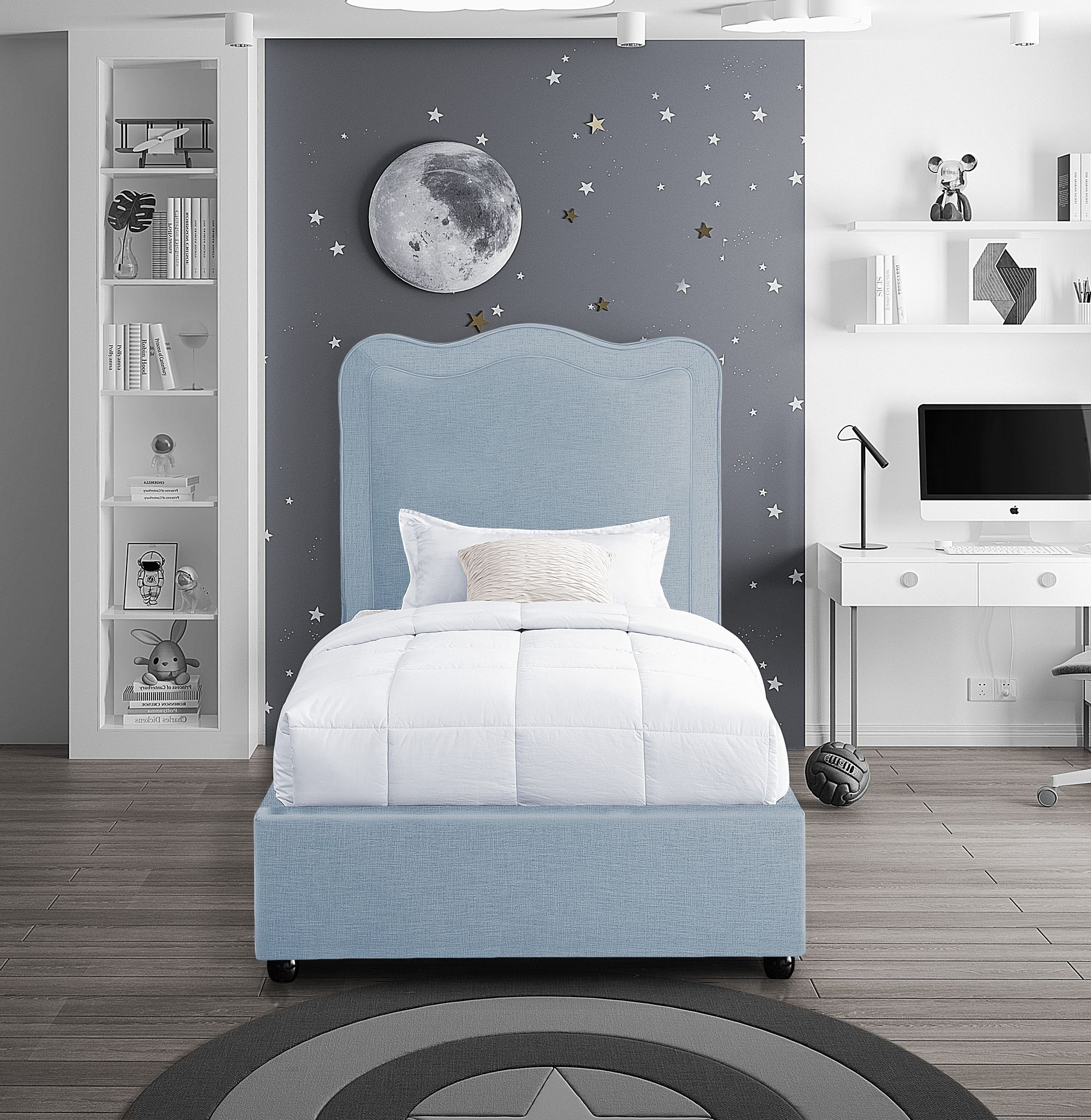 Felix Linen Fabric Twin Size Bed