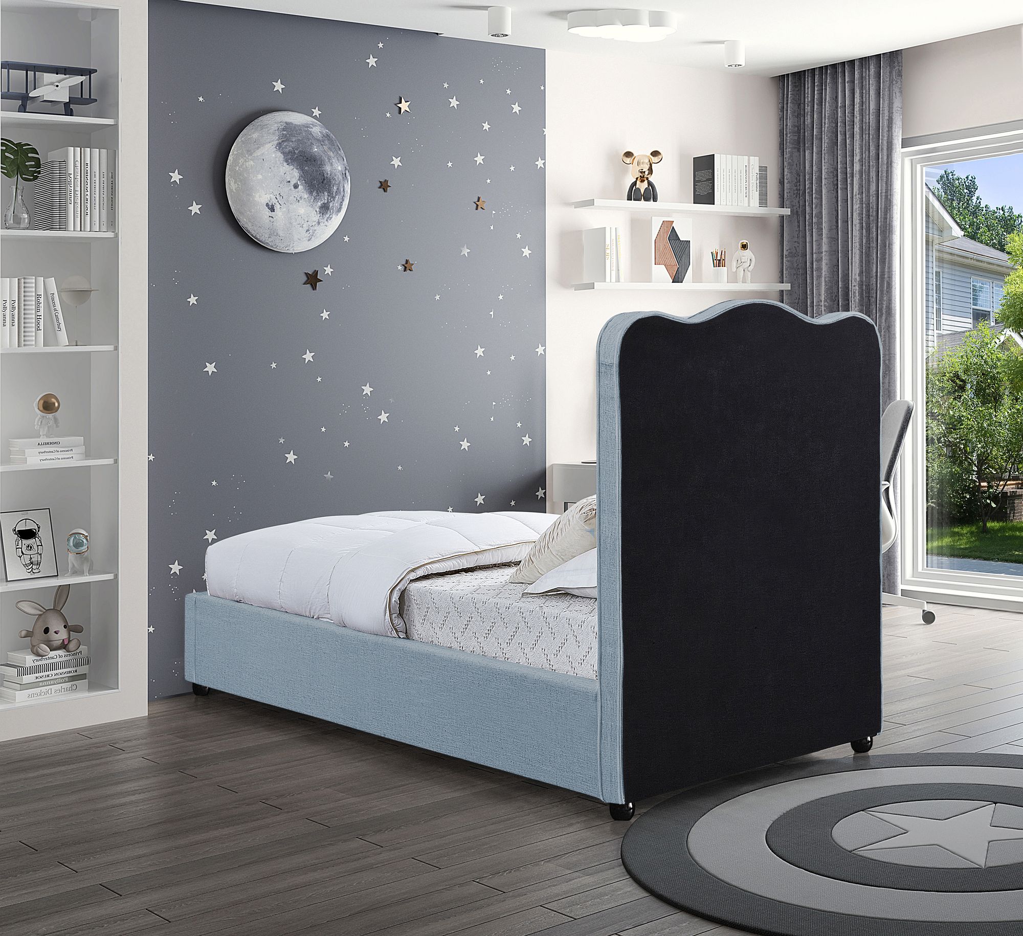 Felix Linen Fabric Twin Size Bed