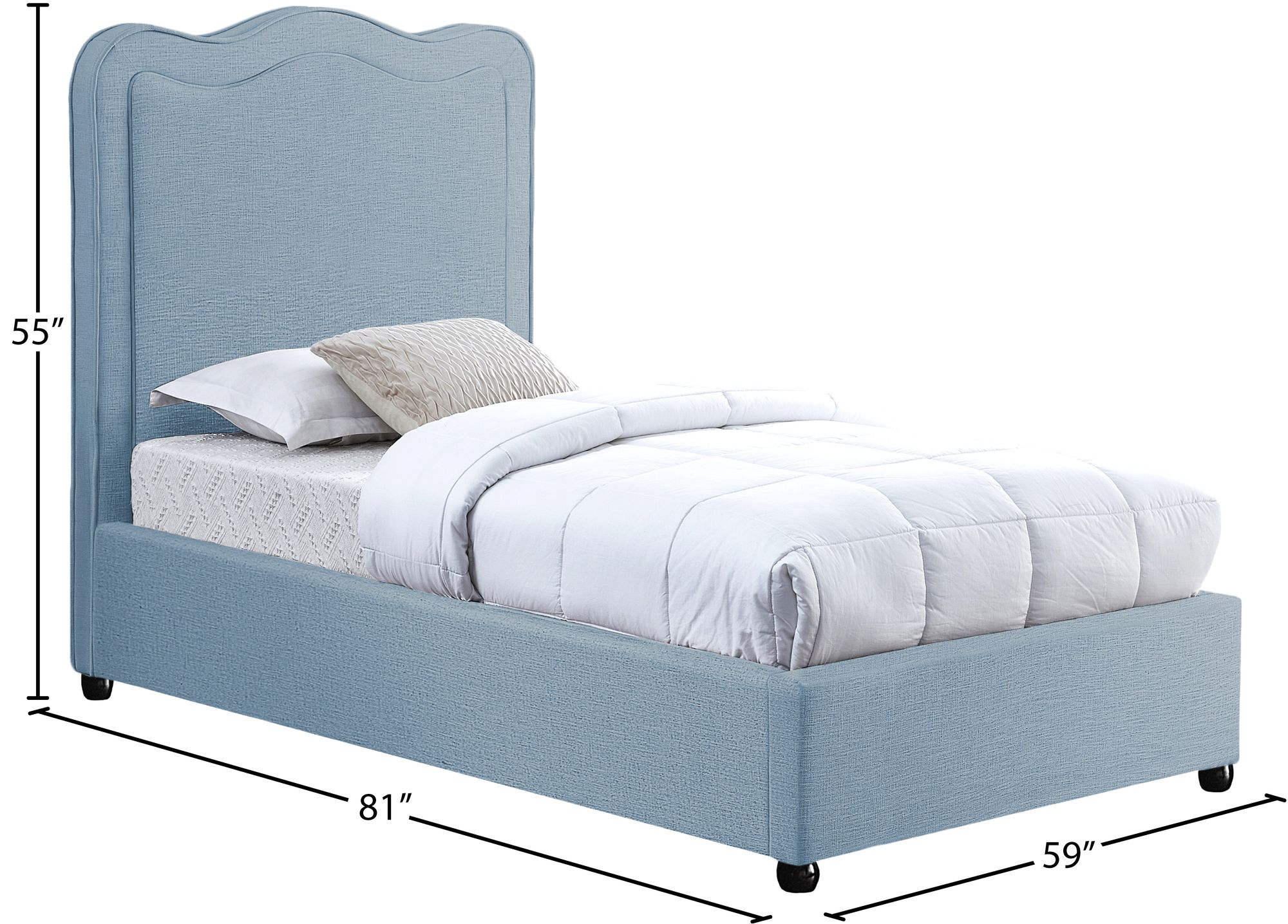 Felix Linen Fabric Twin Size Bed