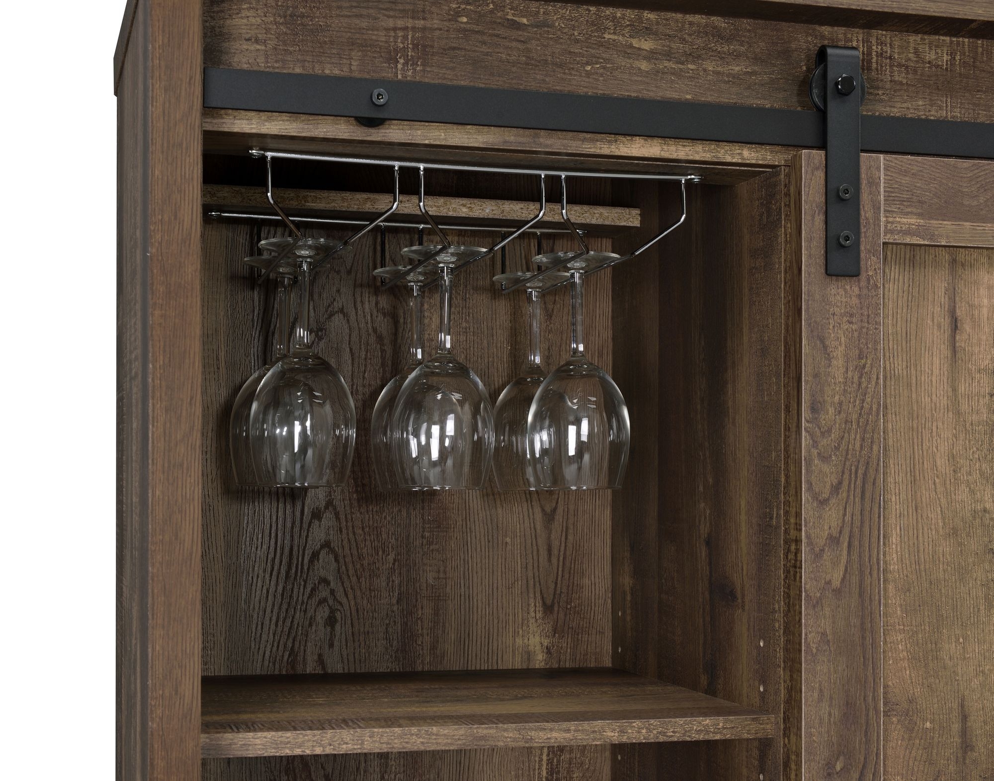 Arlington Wood Veneer Bar Cabinet with Sliding Door