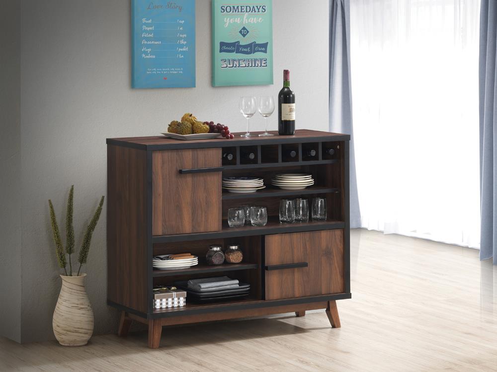Ezekiel Wood Veneer Wine Cabinet with 2 Sliding Doors