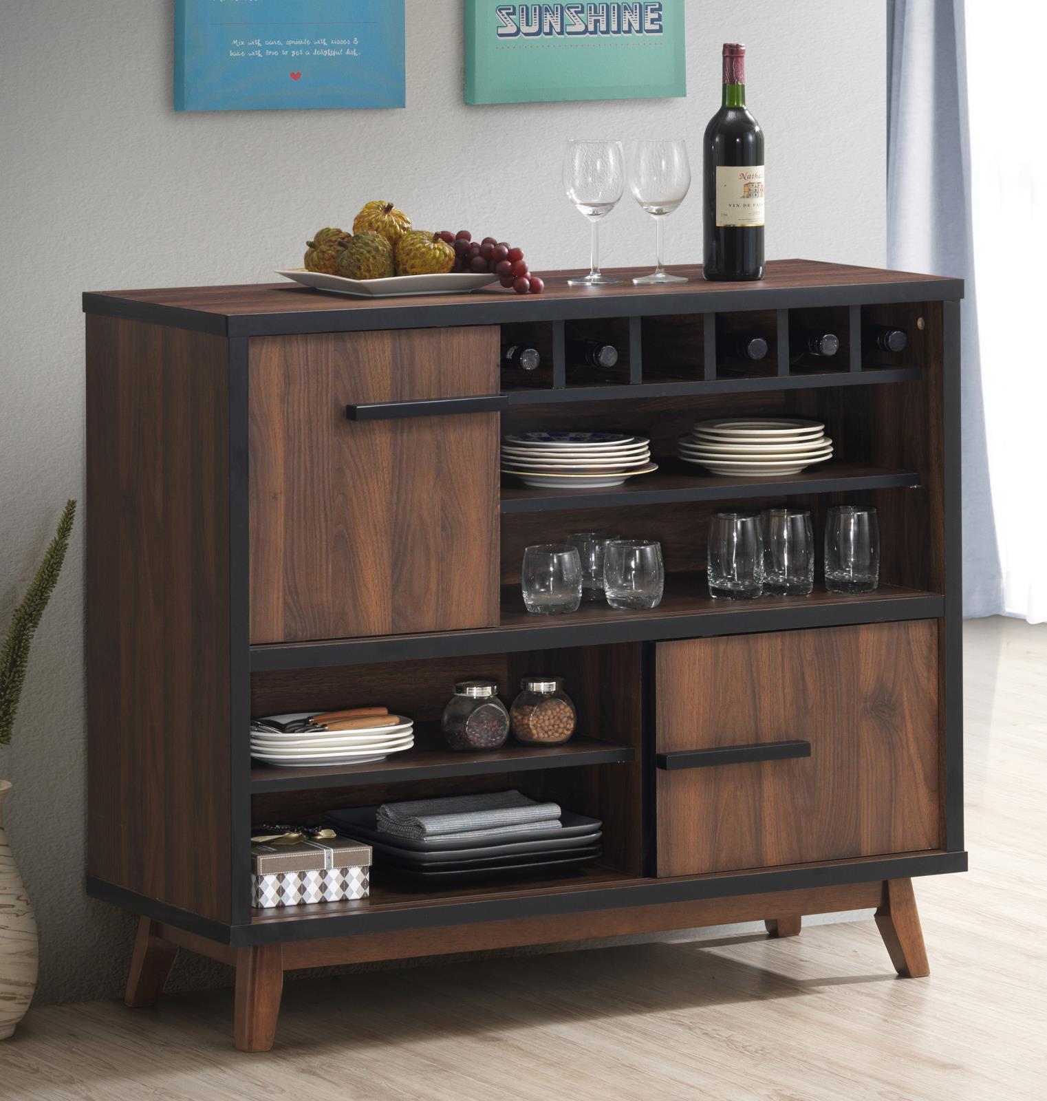 Ezekiel Wood Veneer Wine Cabinet with 2 Sliding Doors