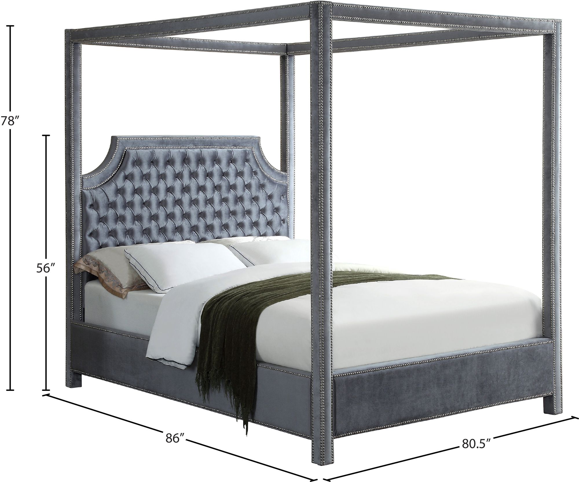 Rowan Velvet King Size Bed