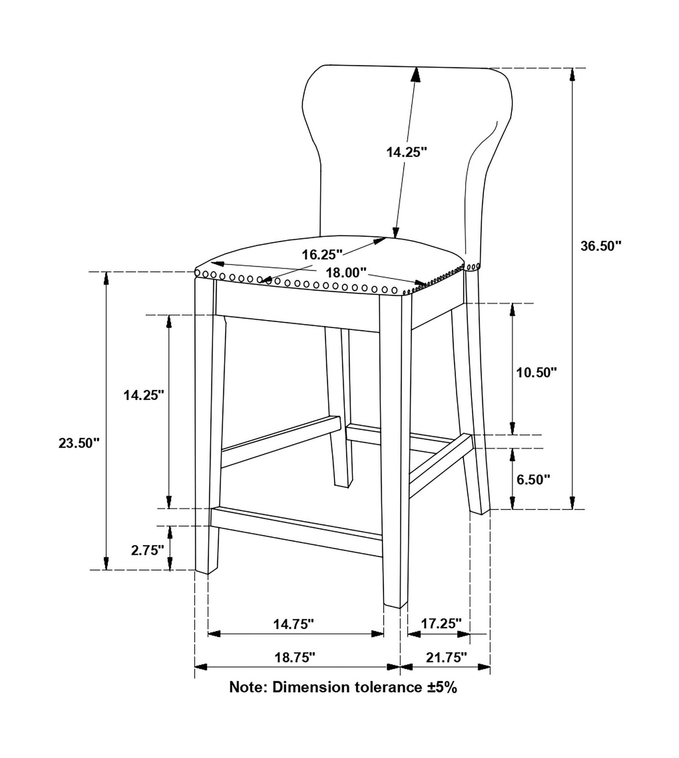 Rolando Fabric Solid Back Counter Stool with Nailhead Trim
