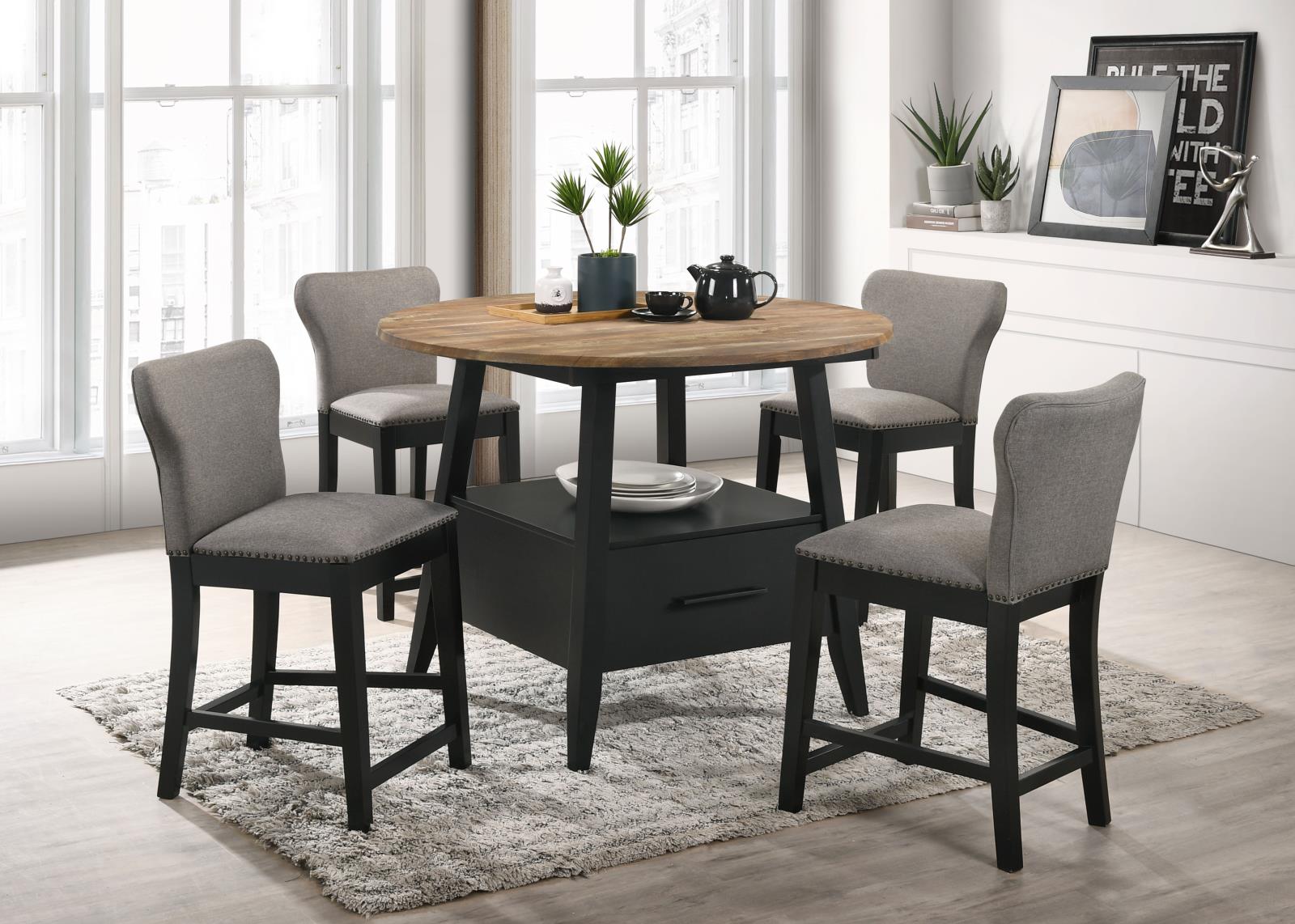 Rolando Fabric Solid Back Counter Stool with Nailhead Trim