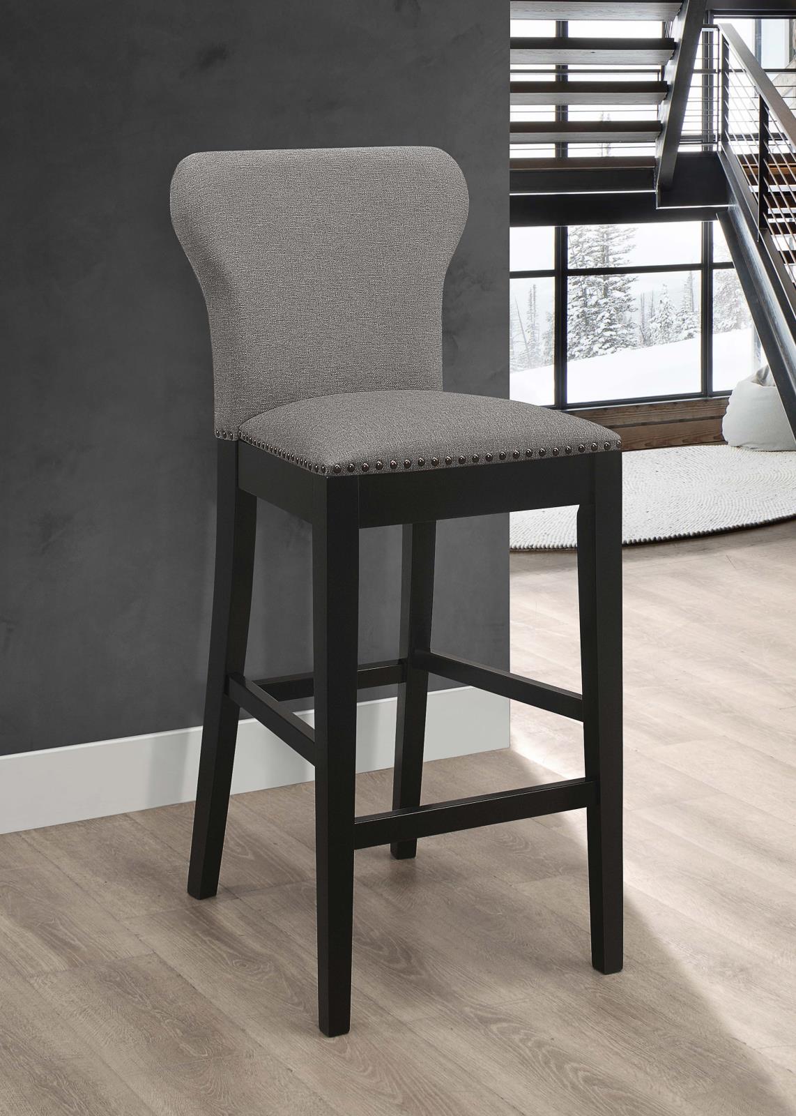Rolando Fabric Solid Back Bar Stool with Nailhead Trim