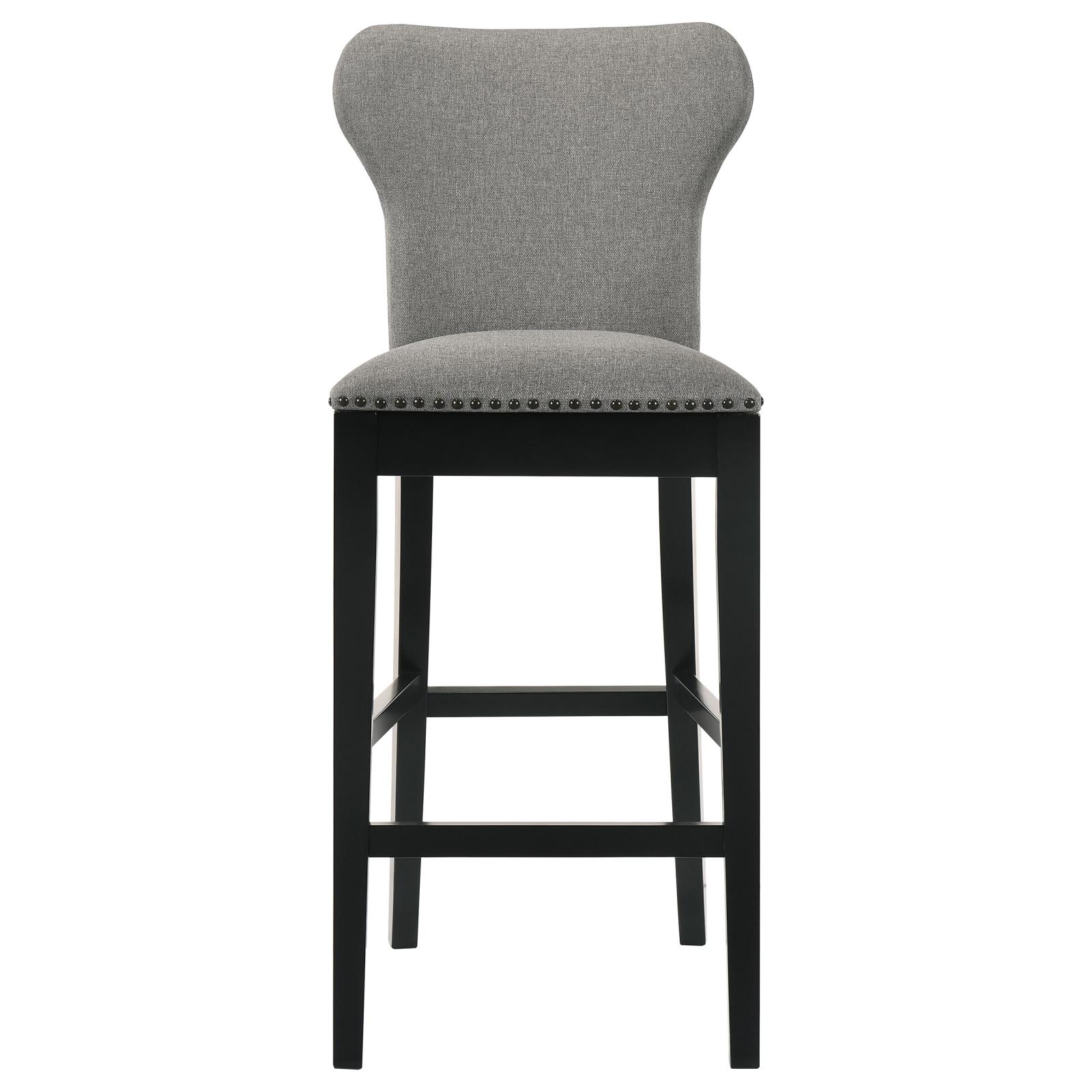 Rolando Fabric Solid Back Bar Stool with Nailhead Trim