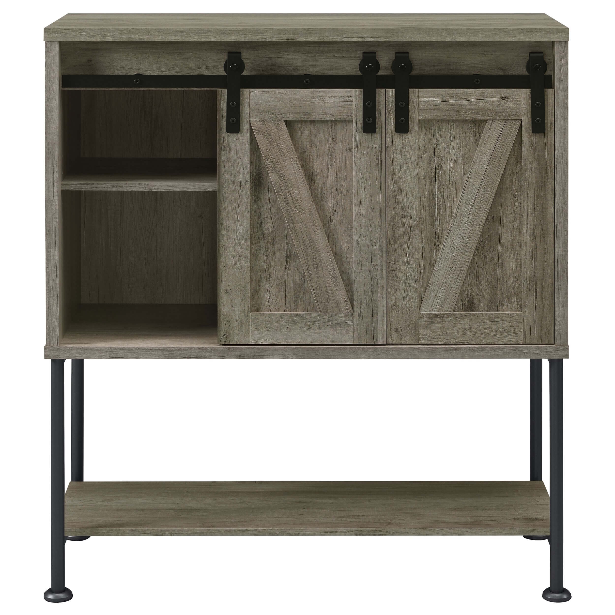 Claremont Wood Veneer Sliding Door Bar Cabinet with Lower Shelf
