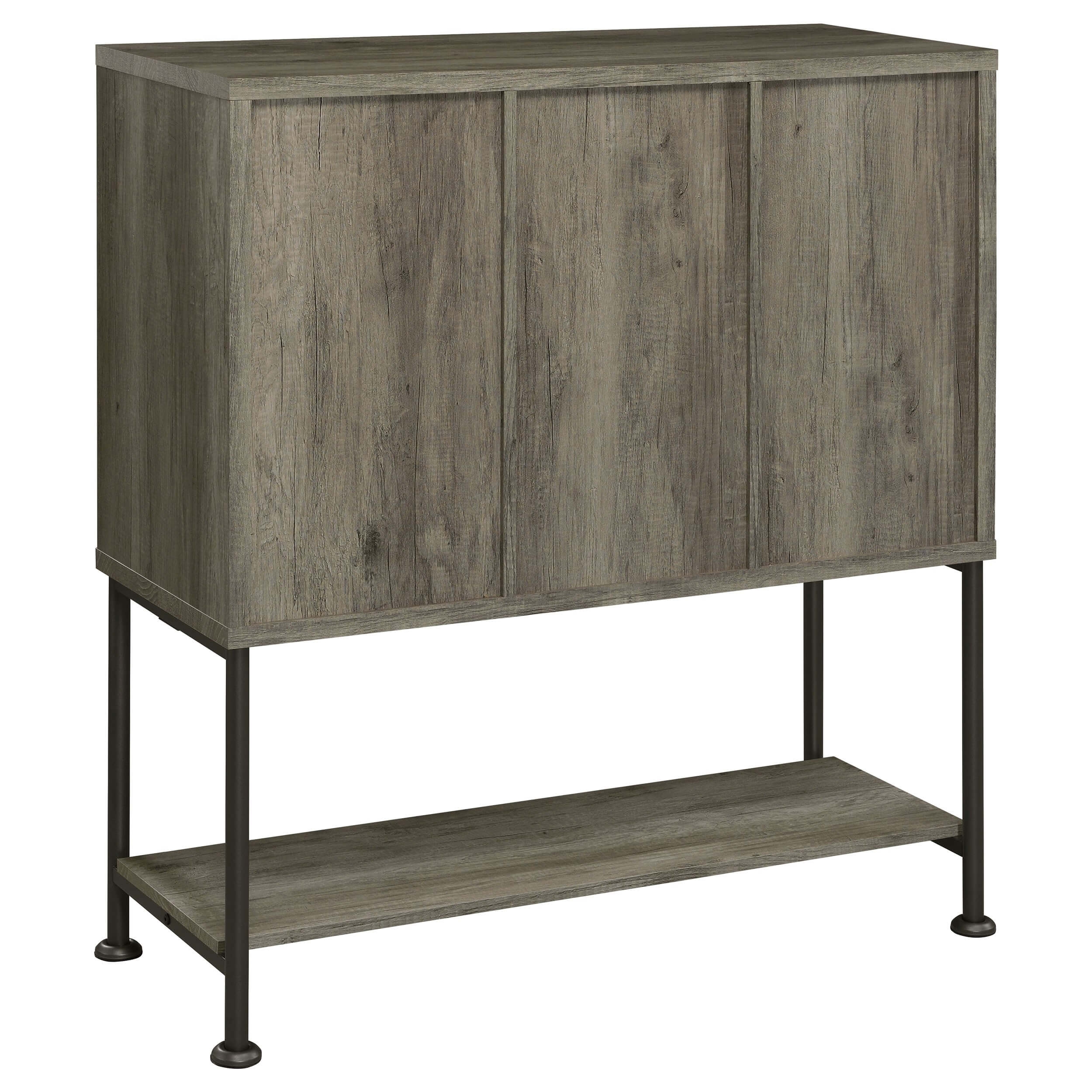 Claremont Wood Veneer Sliding Door Bar Cabinet with Lower Shelf