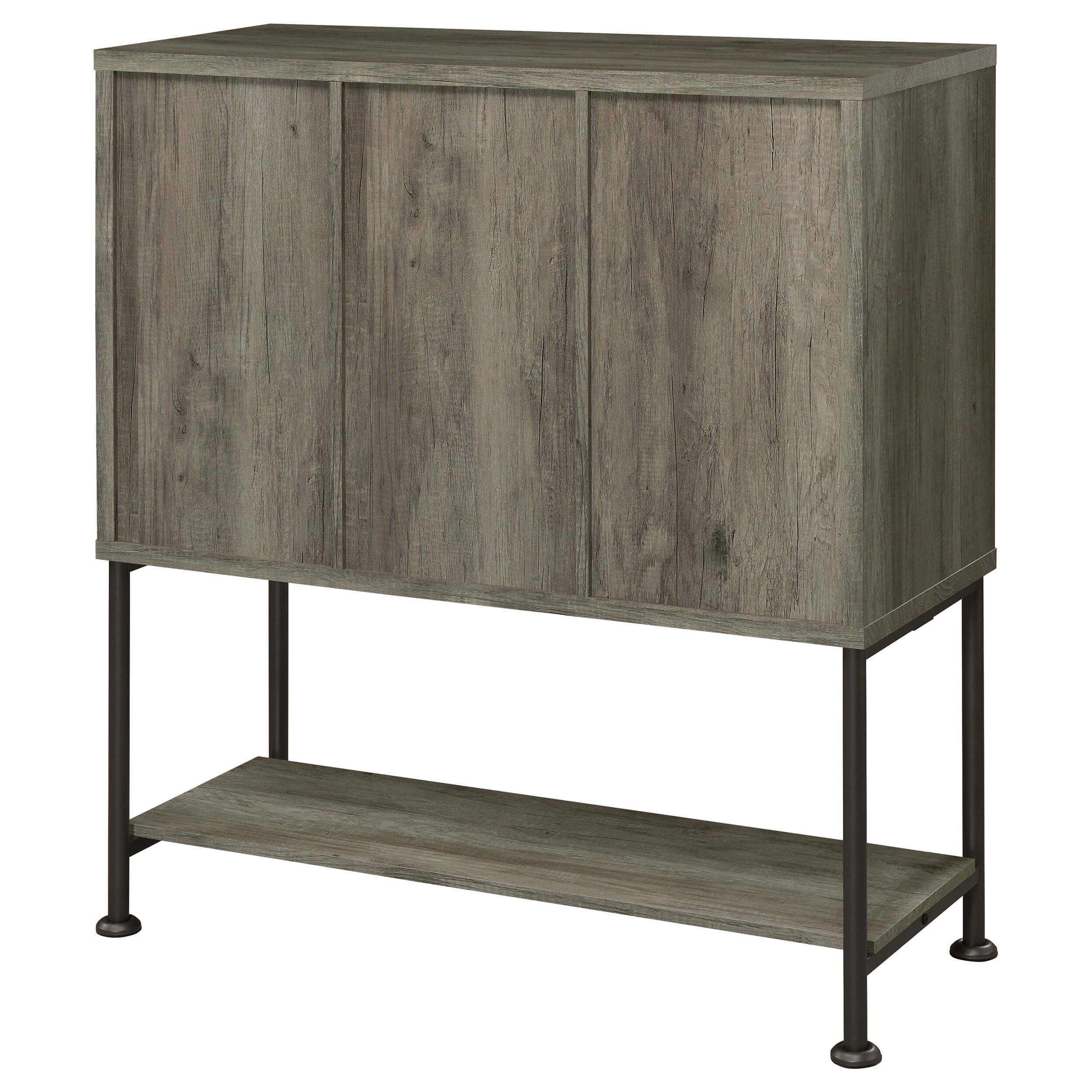 Claremont Wood Veneer Sliding Door Bar Cabinet with Lower Shelf