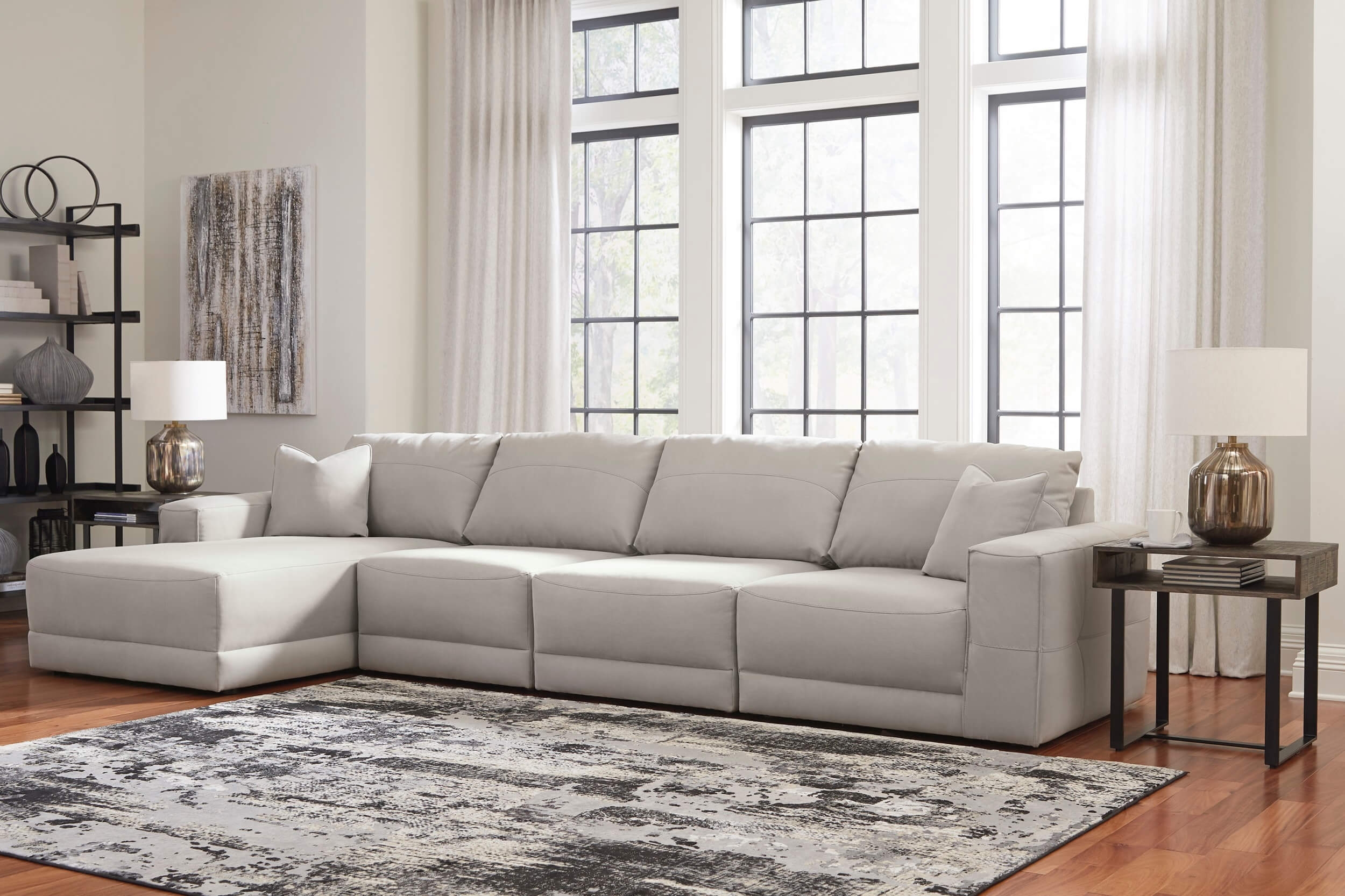 Next-Gen Gaucho 4-Piece Faux Nubuck Leather L-Shaped Sectional Sofa w/Left Arm Facing Chaise