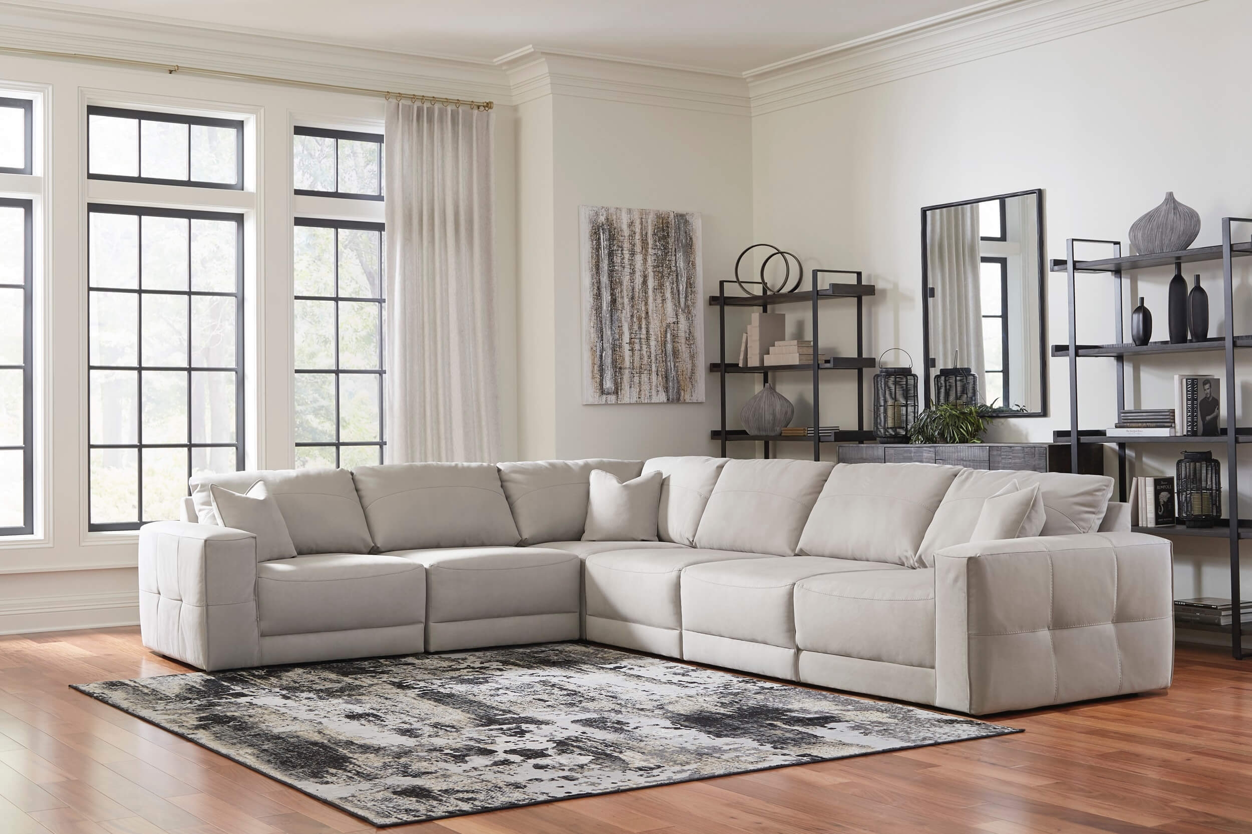 Next-Gen Gaucho 6-Piece Faux Nubuck Leather L-Shaped Sectional Sofa
