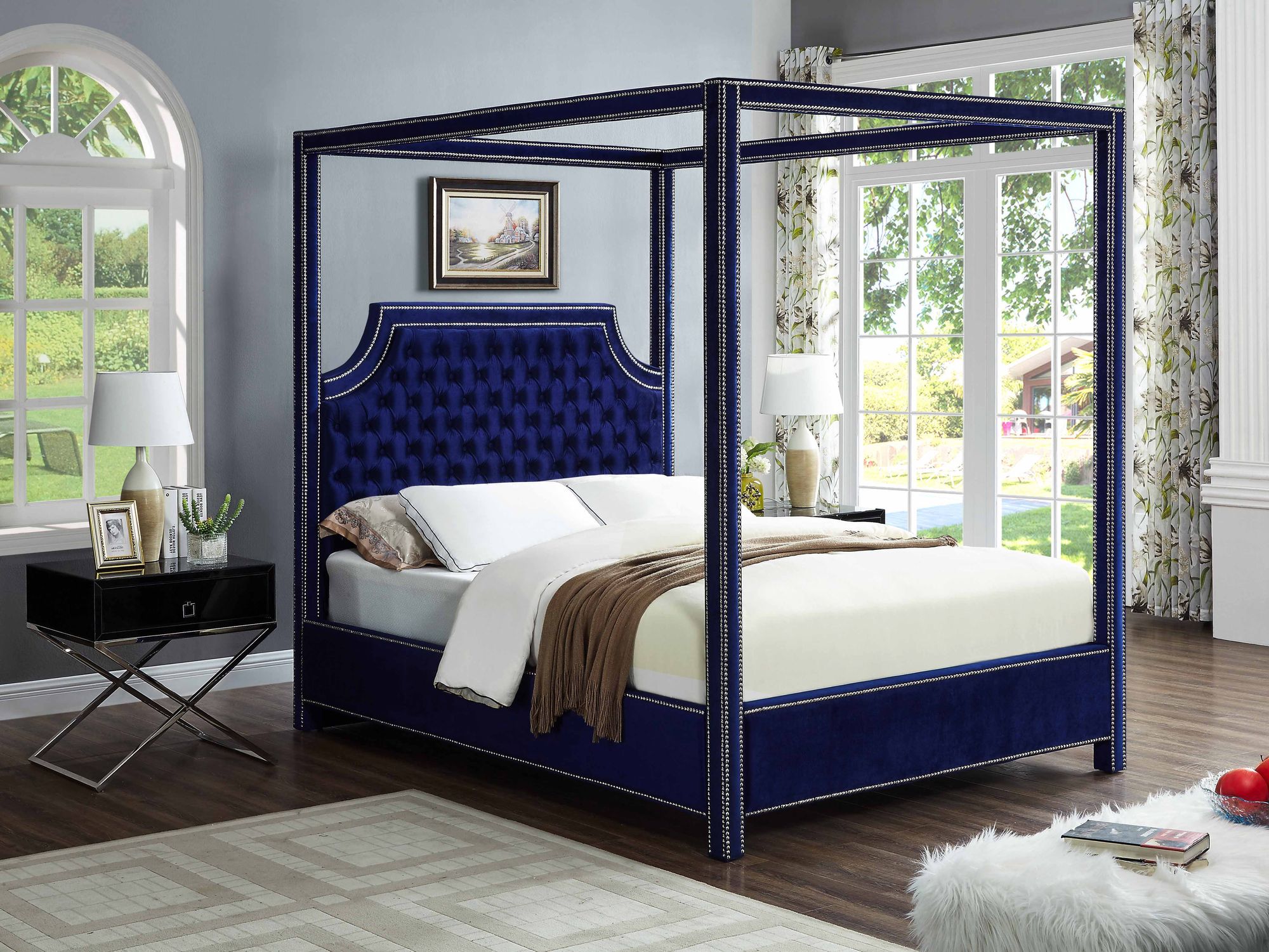 Rowan Velvet King Size Bed