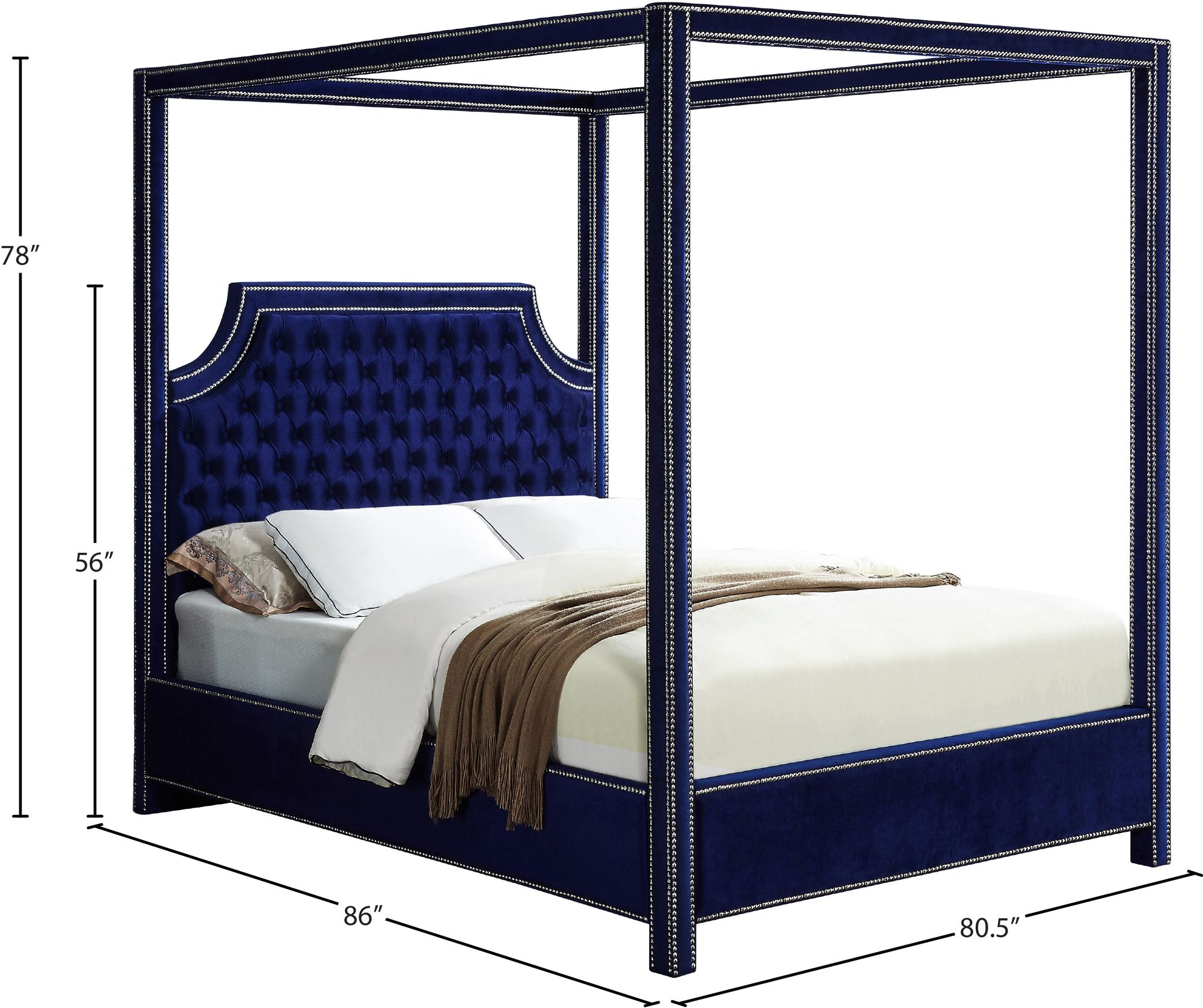 Rowan Velvet King Size Bed