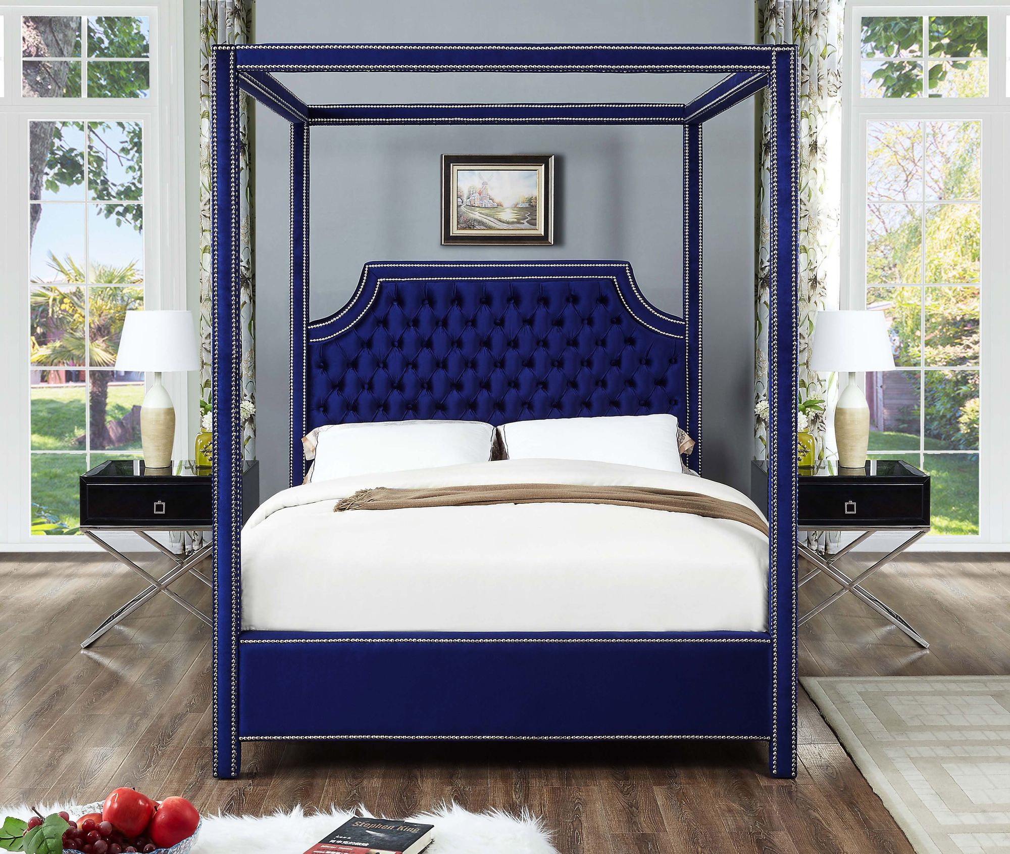 Rowan Velvet Queen Size Bed