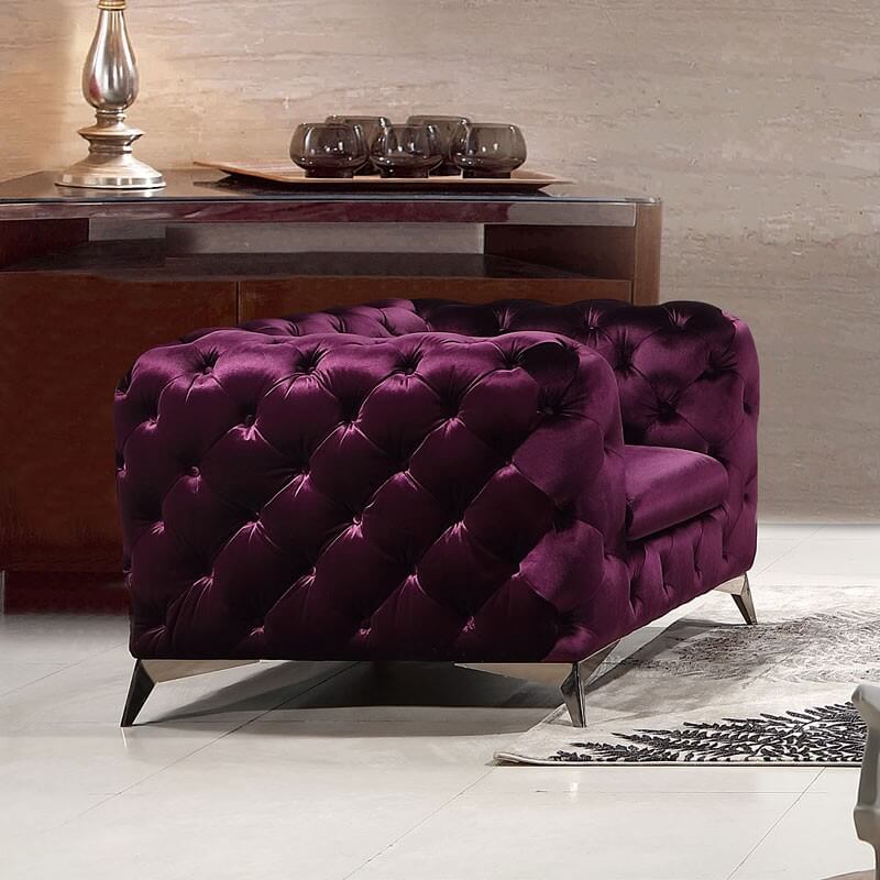 Glitz Velour Fabric Living Room Set