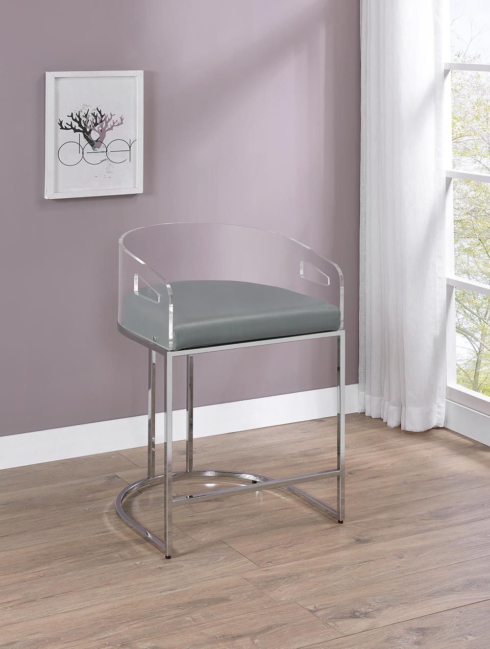 Thermosolis Acrylic Back Counter Stool with Chrome Base 