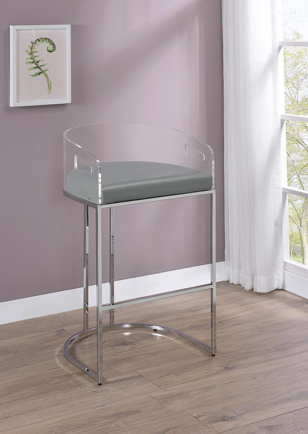 Thermosolis Acrylic Back Bar Stool with Chrome Base 