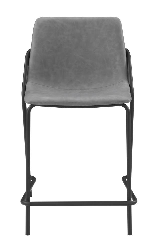 Earnest Solid Back Leatherette Counter Stool with Metal Base