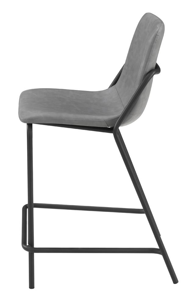 Earnest Solid Back Leatherette Counter Stool with Metal Base