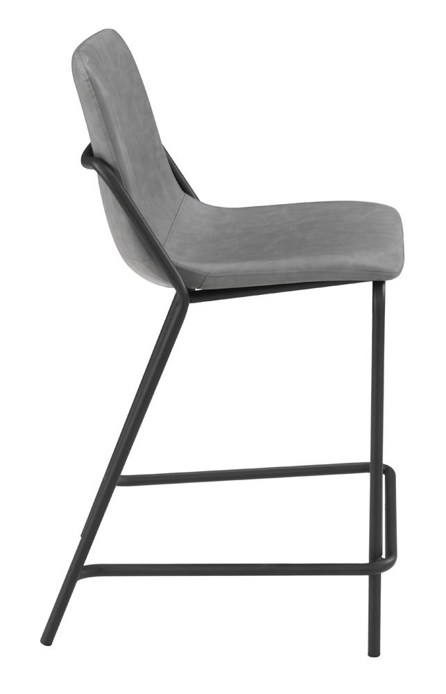 Earnest Solid Back Leatherette Counter Stool with Metal Base