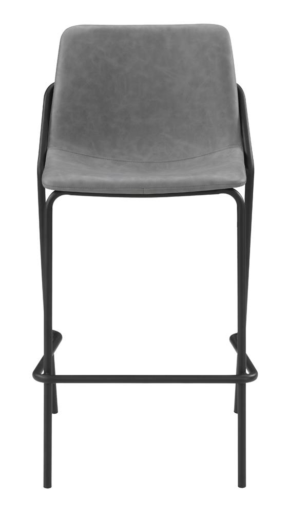Earnest Solid Back Leatherette Bar Stool with Metal Base