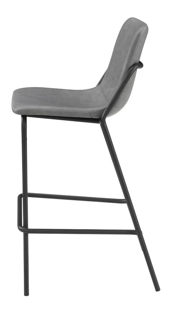 Earnest Solid Back Leatherette Bar Stool with Metal Base