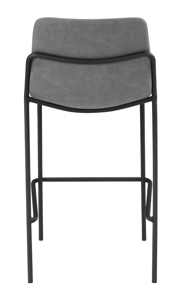 Earnest Solid Back Leatherette Bar Stool with Metal Base