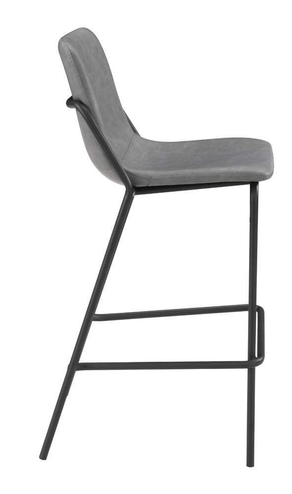 Earnest Solid Back Leatherette Bar Stool with Metal Base
