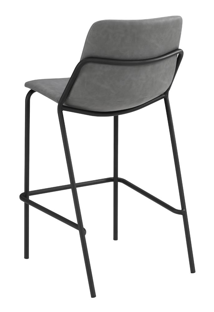 Earnest Solid Back Leatherette Bar Stool with Metal Base