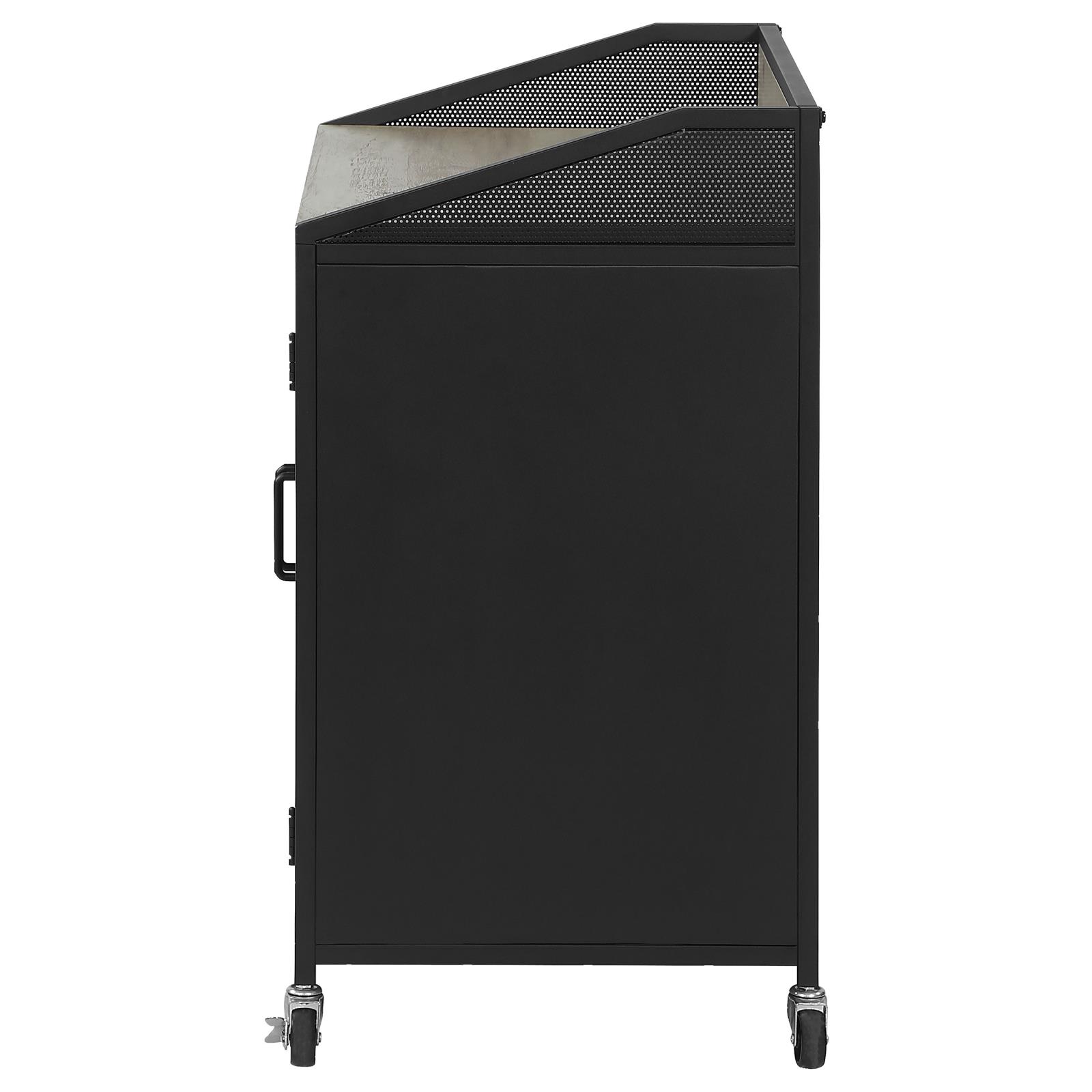 Arlette Wood Veneer Wine Cabinet with Wire Mesh Doors