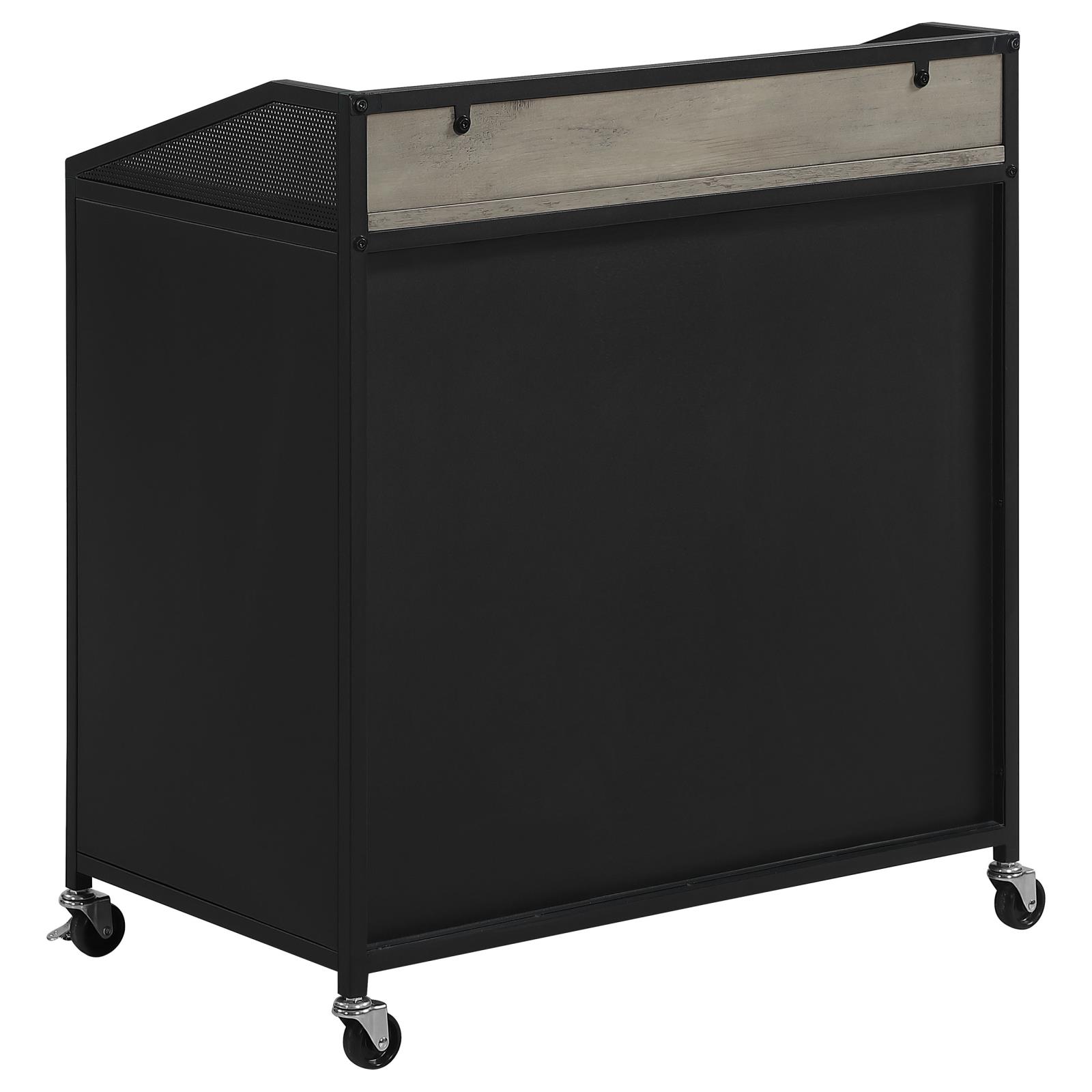 Arlette Wood Veneer Wine Cabinet with Wire Mesh Doors