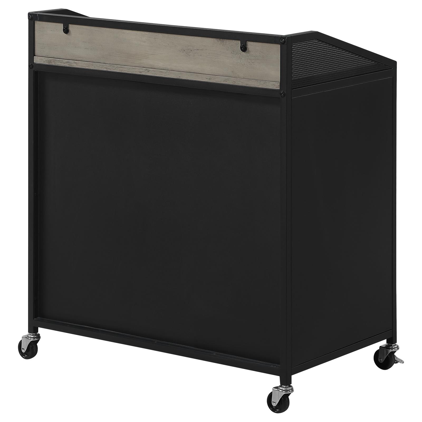 Arlette Wood Veneer Wine Cabinet with Wire Mesh Doors