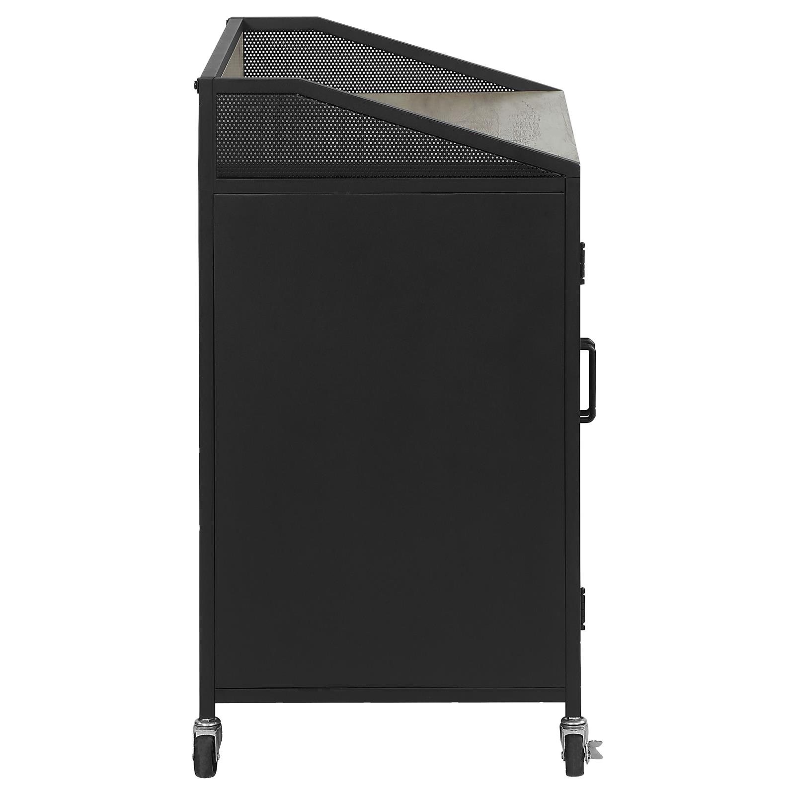 Arlette Wood Veneer Wine Cabinet with Wire Mesh Doors