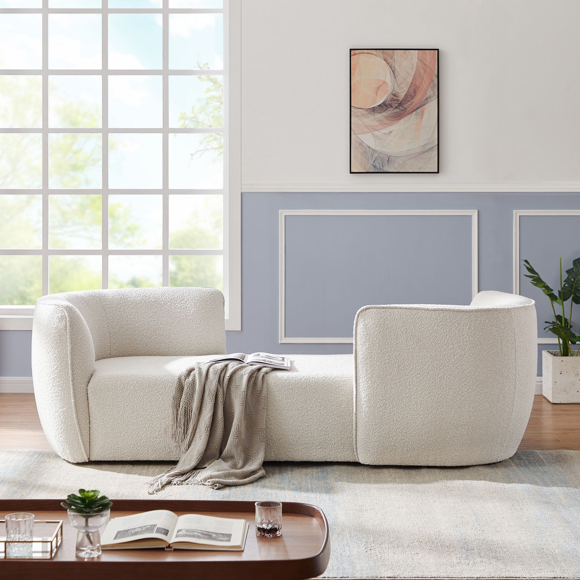Hilton Boucle Fabric Chaise Lounge