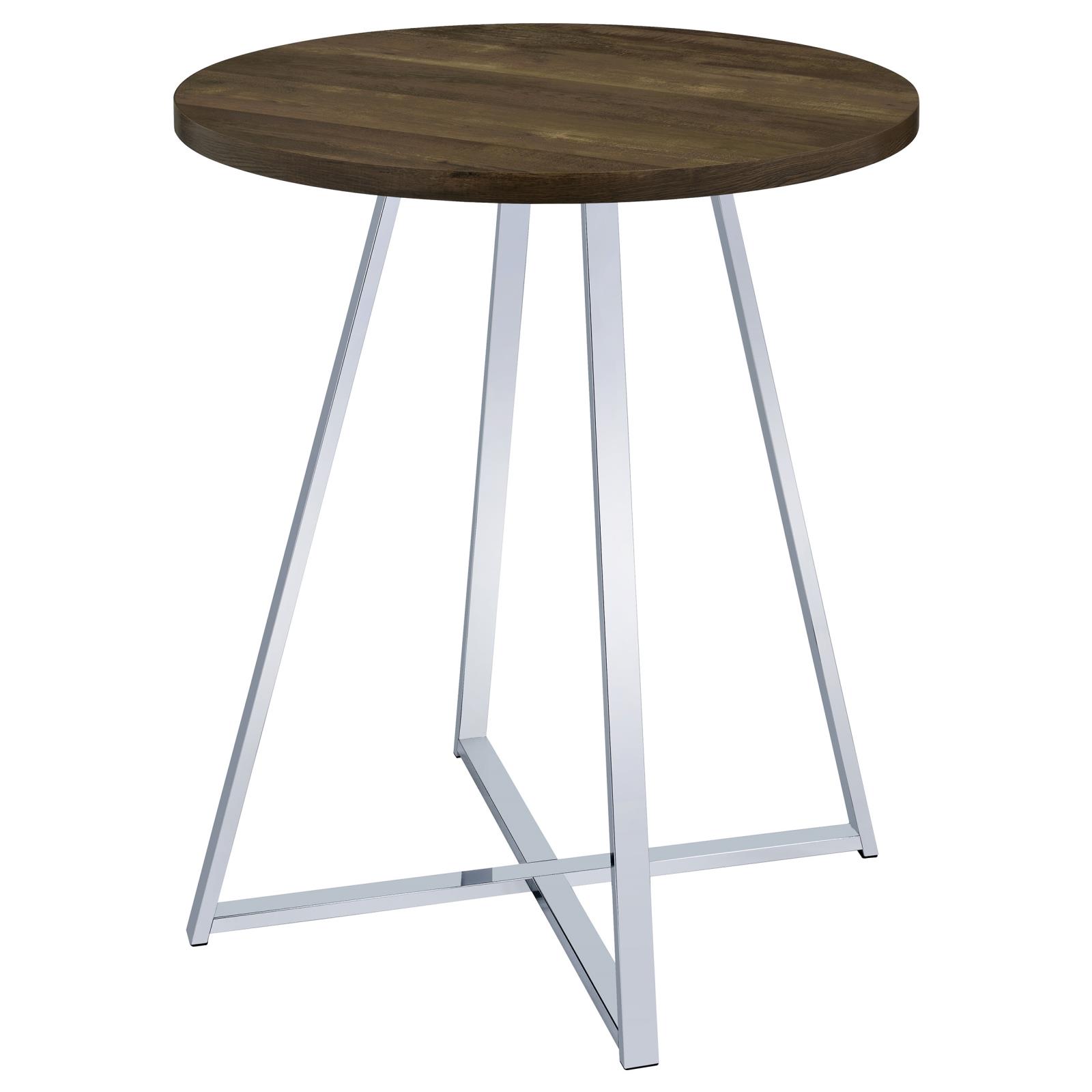 Burkhart Wood Veneer Round Top Bar Table with Sled Base