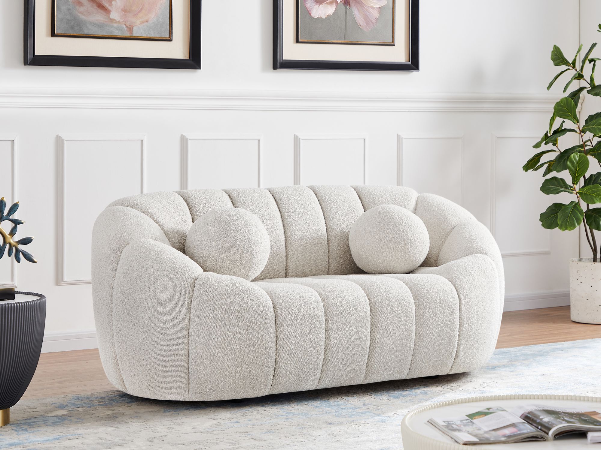 Elijah Boucle Fabric Loveseat