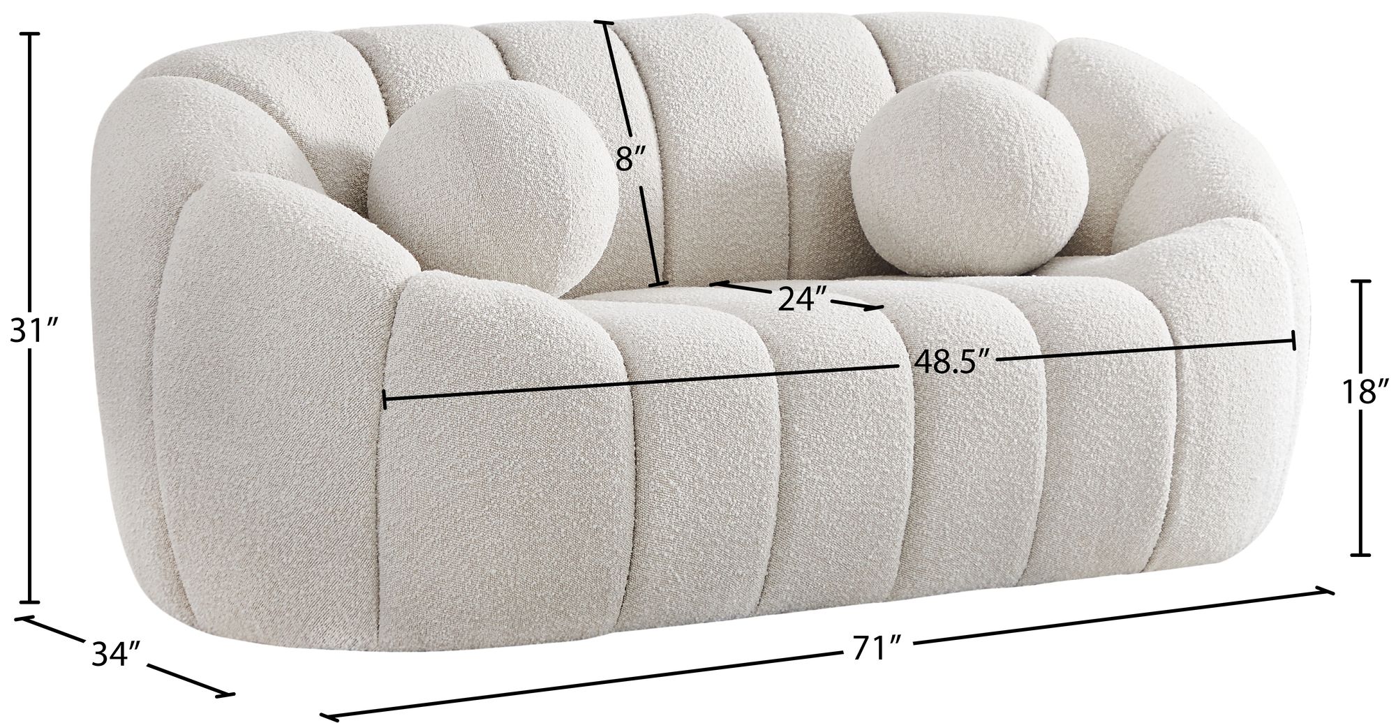 Elijah Boucle Fabric Loveseat