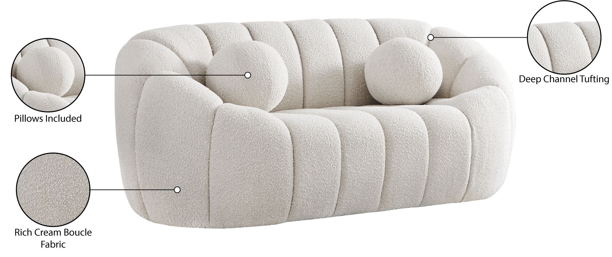 Elijah Boucle Fabric Loveseat