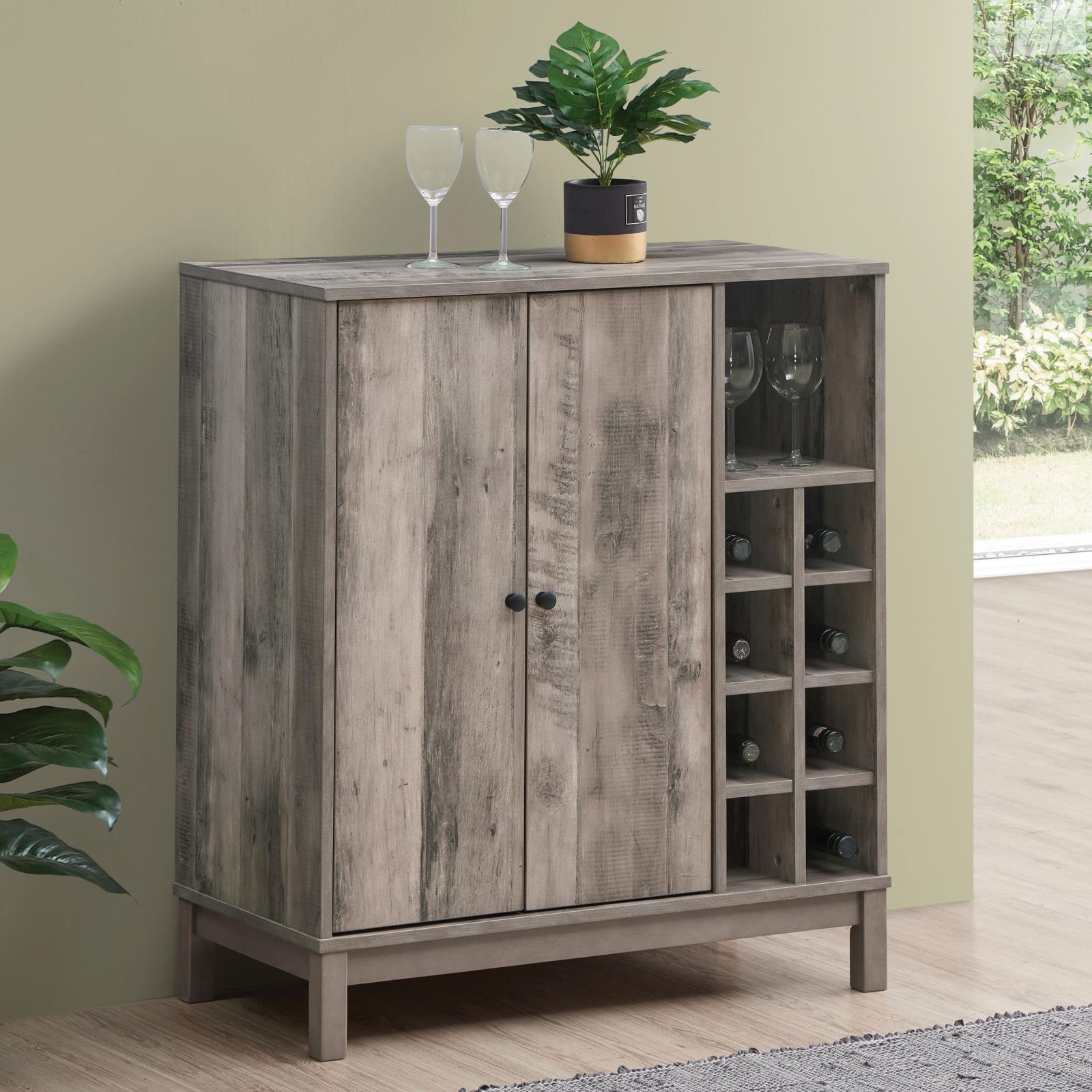 Cheyenne 2-door Wood Veneer Wine Cabinet with Stemware Rack