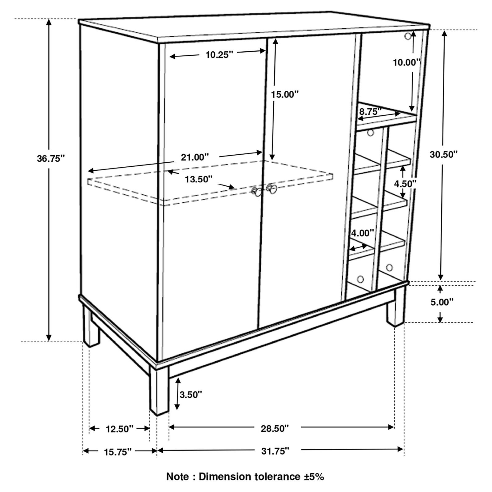 Cheyenne 2-door Wood Veneer Wine Cabinet with Stemware Rack