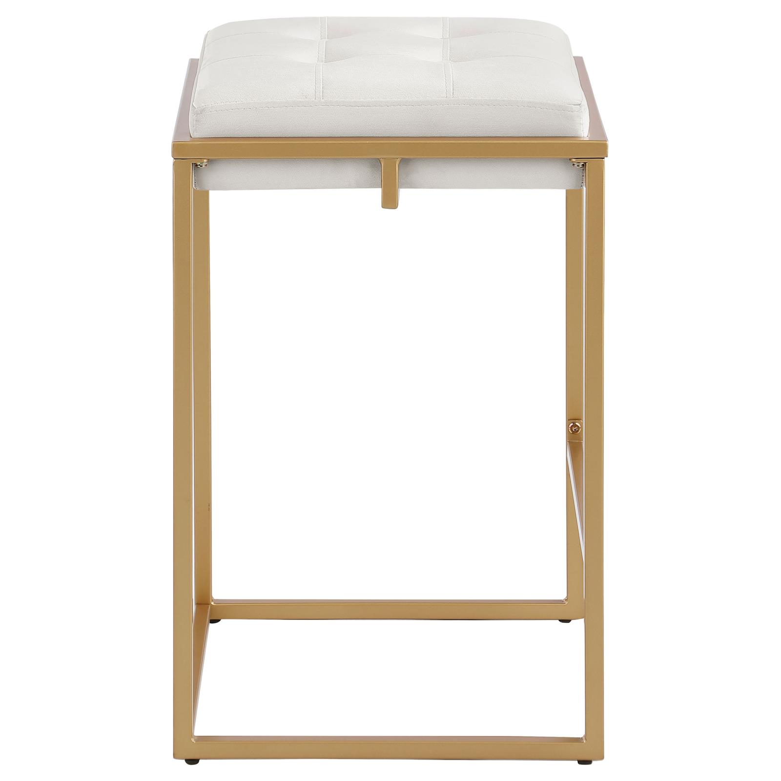 Nadia Square Padded Velvet Seat Backless Counter Stool with Metal Base