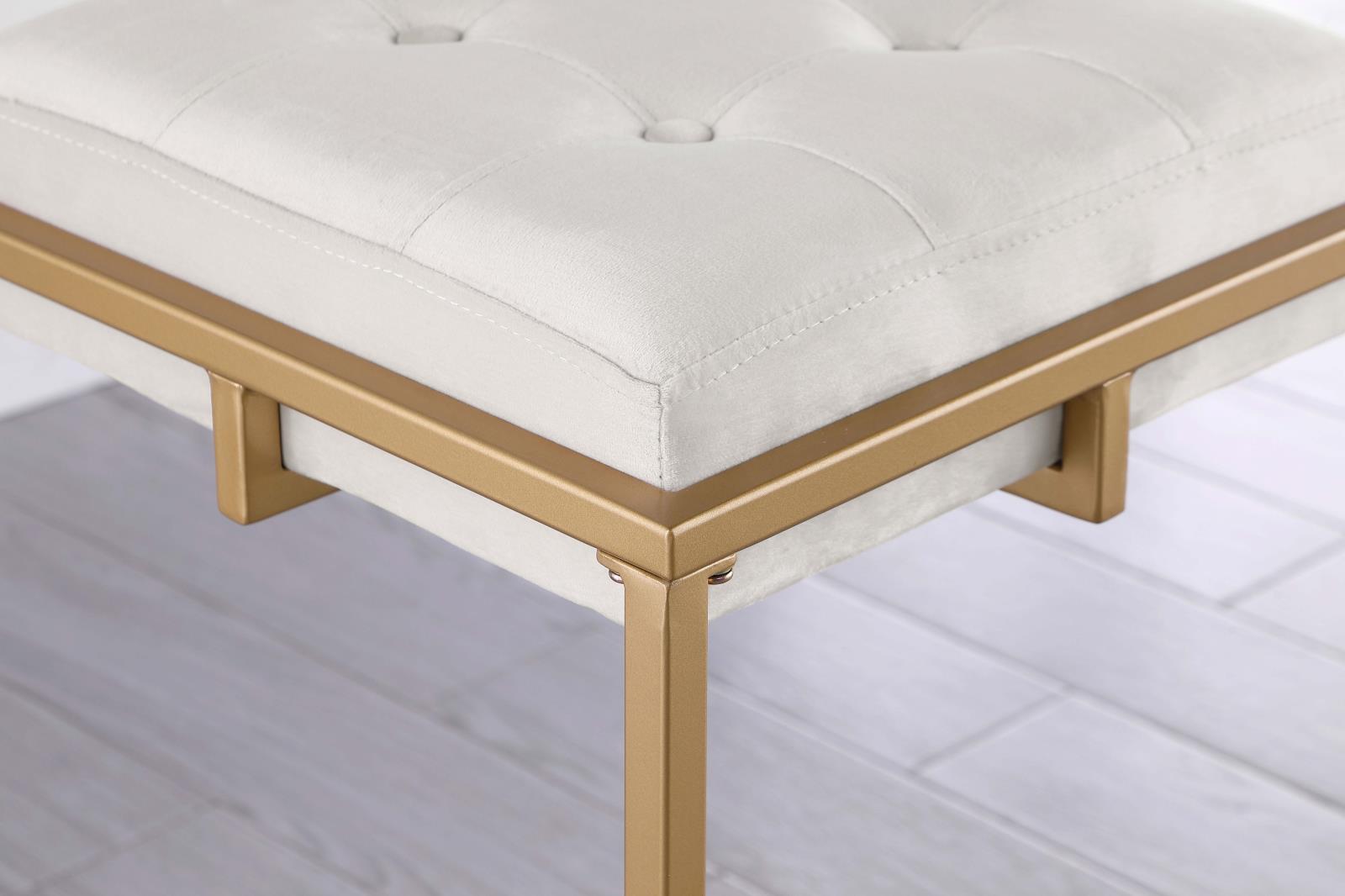 Nadia Square Padded Velvet Seat Backless Counter Stool with Metal Base