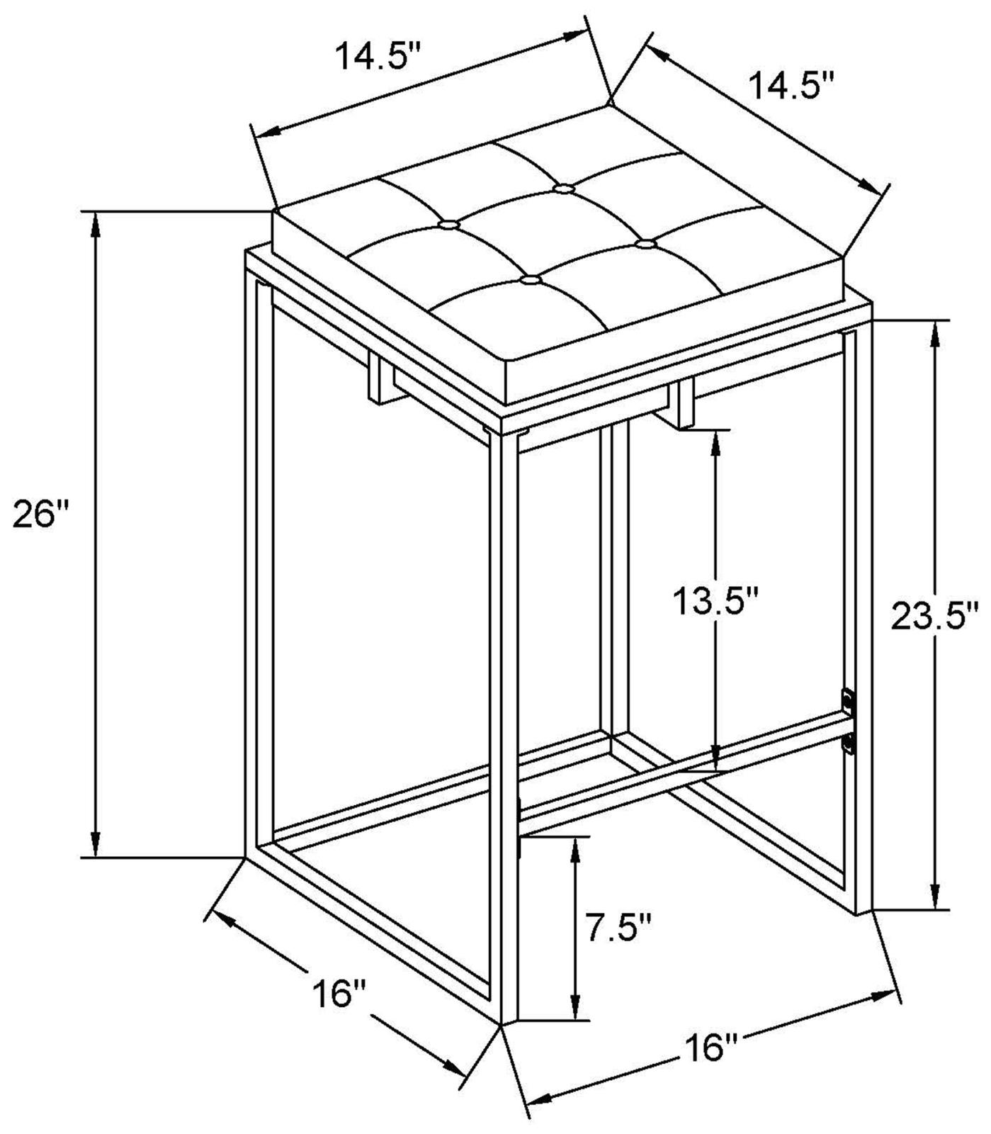 Nadia Square Padded Velvet Seat Backless Counter Stool with Metal Base