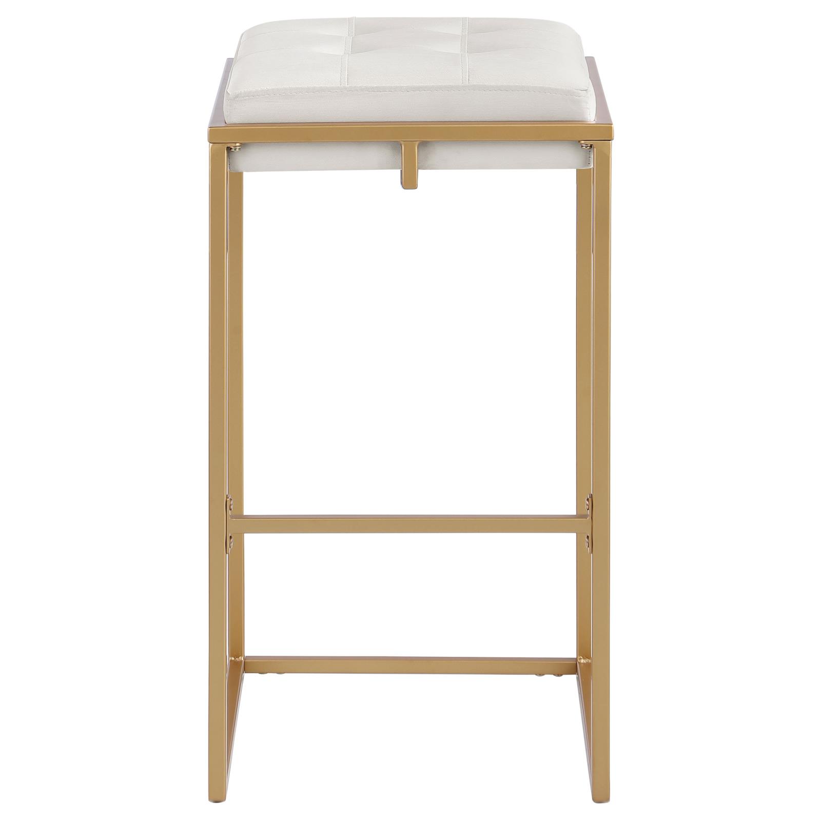 Nadia Square Padded Velvet Seat Backless Bar Stool with Metal Base