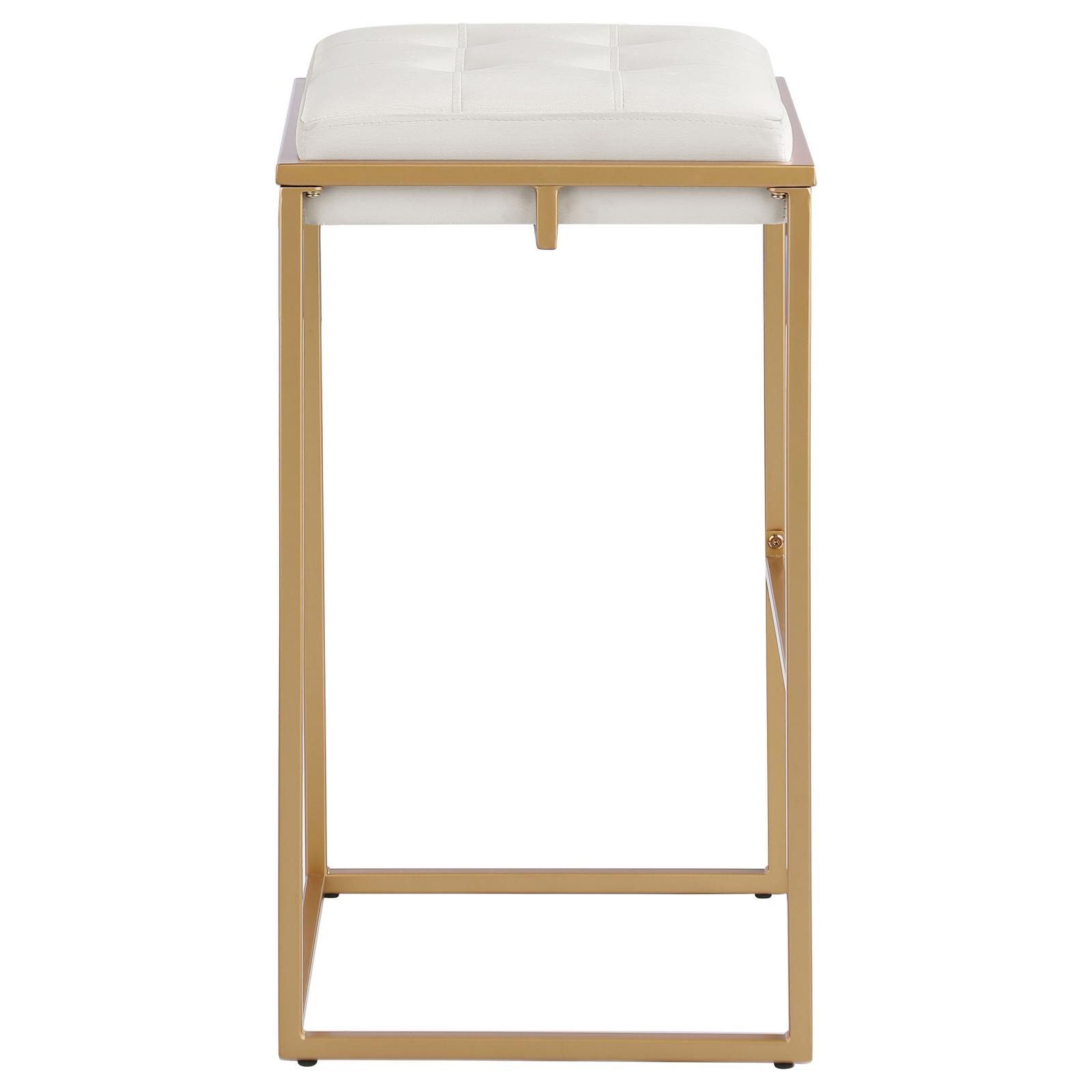 Nadia Square Padded Velvet Seat Backless Bar Stool with Metal Base