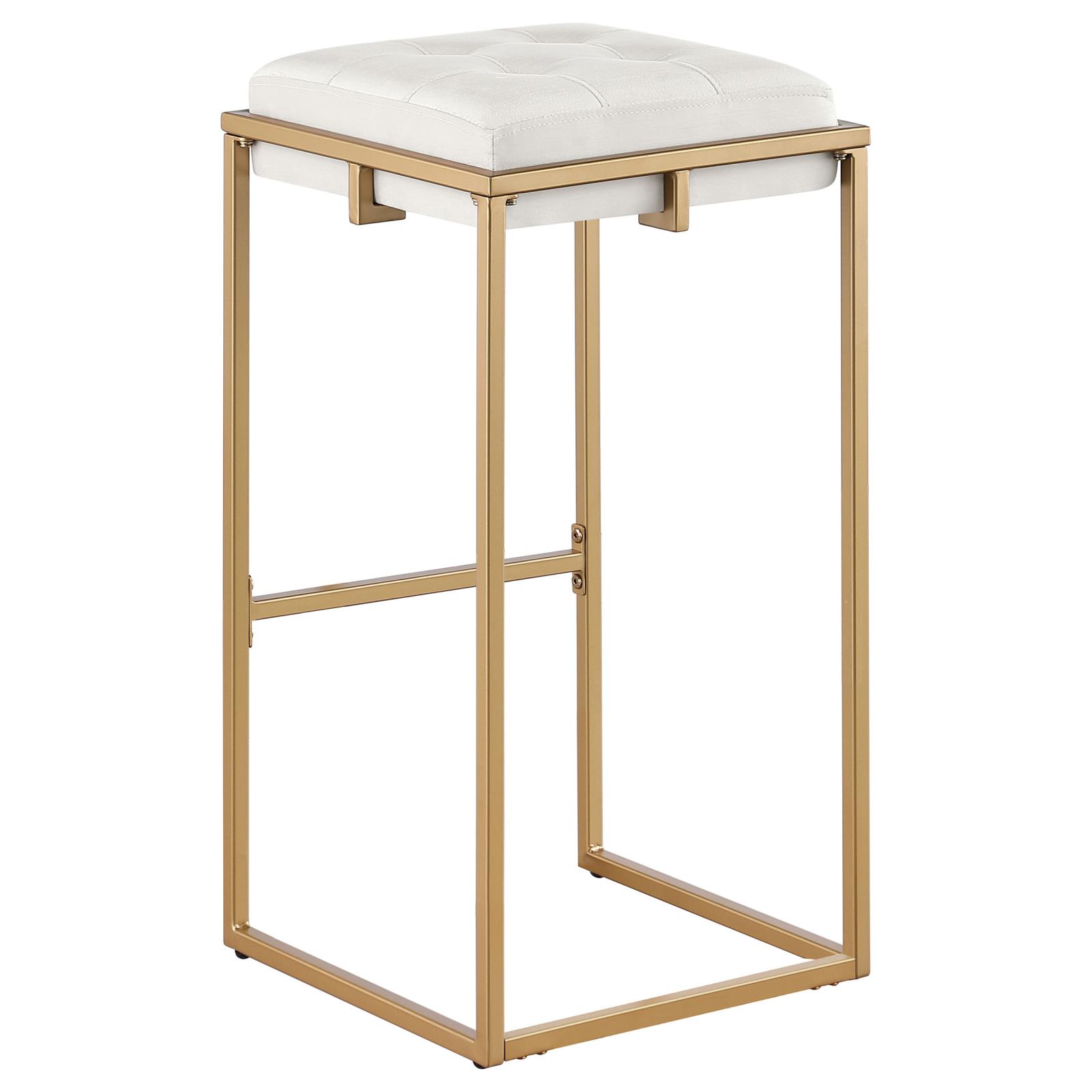 Nadia Square Padded Velvet Seat Backless Bar Stool with Metal Base